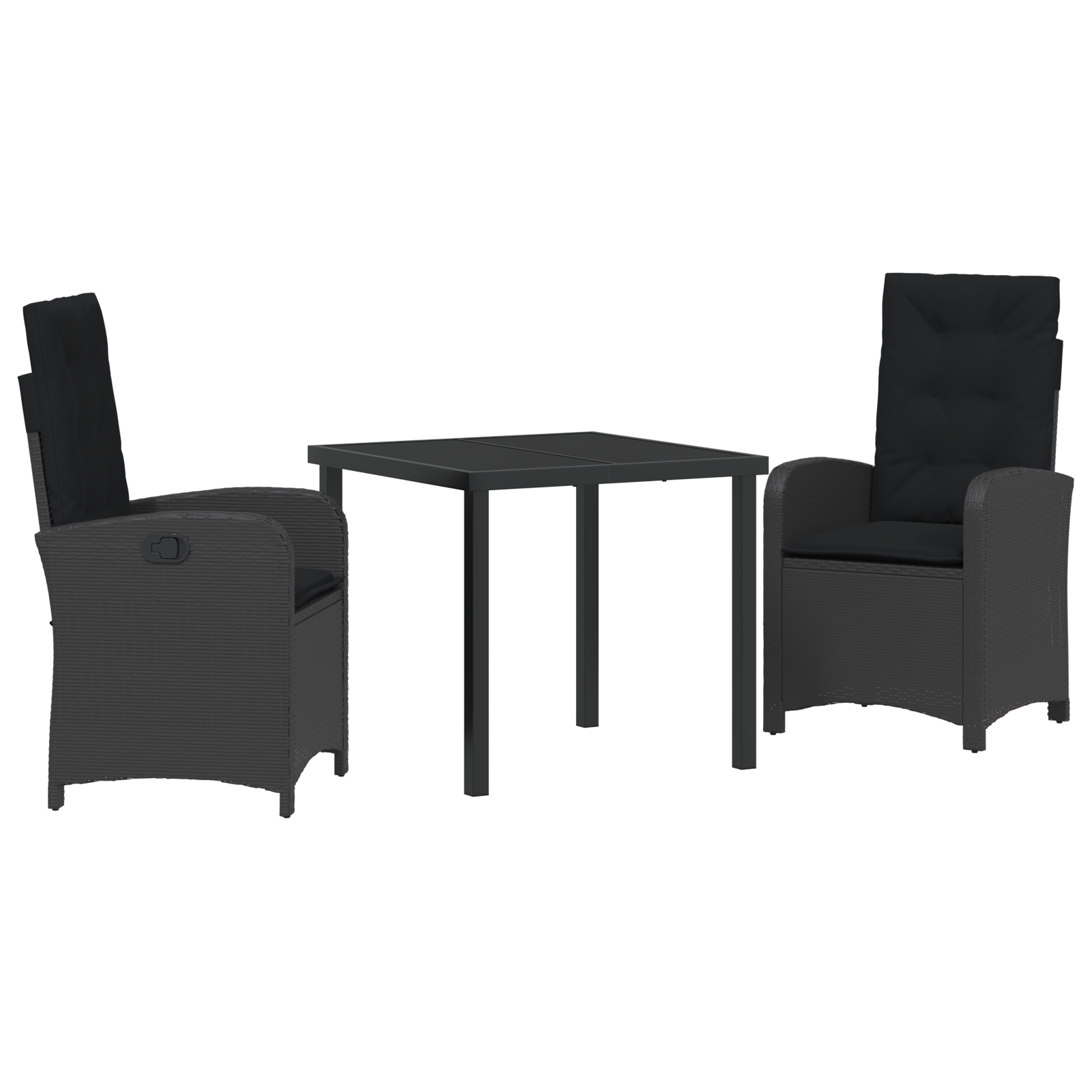 Set de Masă pentru Grădină cu 3 Piese, Negru, Ratan Polimer GartenMobel Dekor
