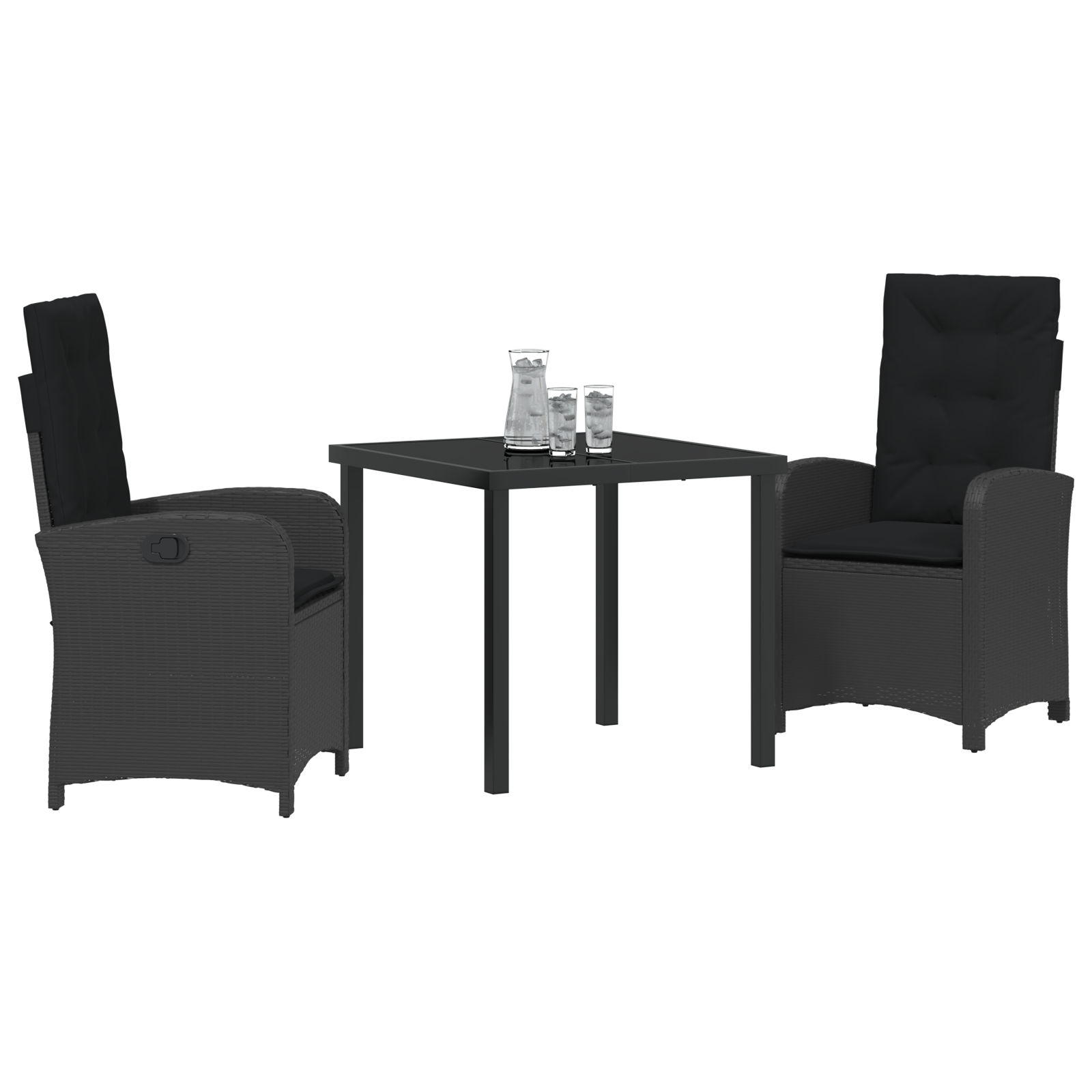 Set de Masă pentru Grădină cu 3 Piese, Negru, Ratan Polimer GartenMobel Dekor