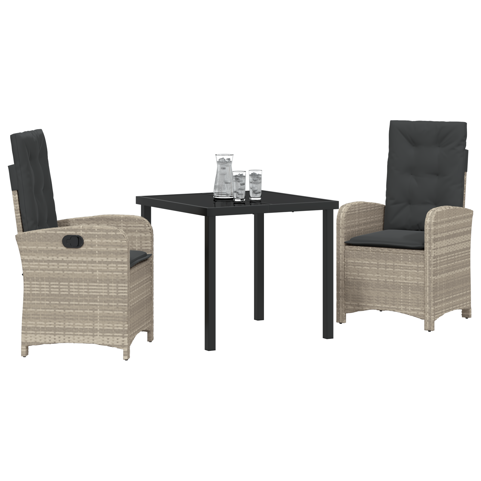Set de Masă pentru Grădină de 3 Piese cu Perne în Ratan Poli Gri Deschis GartenMobel Dekor