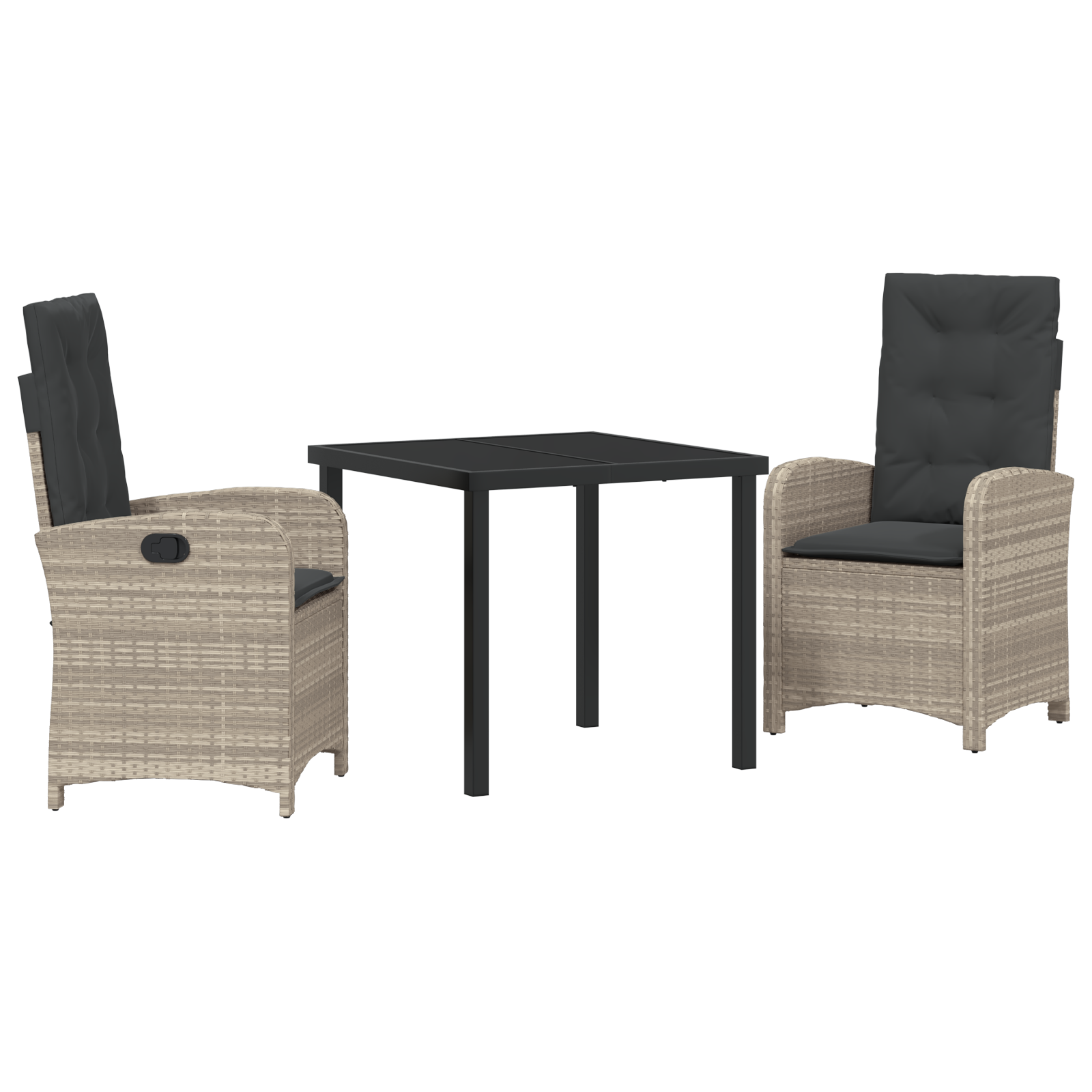 Set de Masă pentru Grădină de 3 Piese cu Perne în Ratan Poli Gri Deschis GartenMobel Dekor