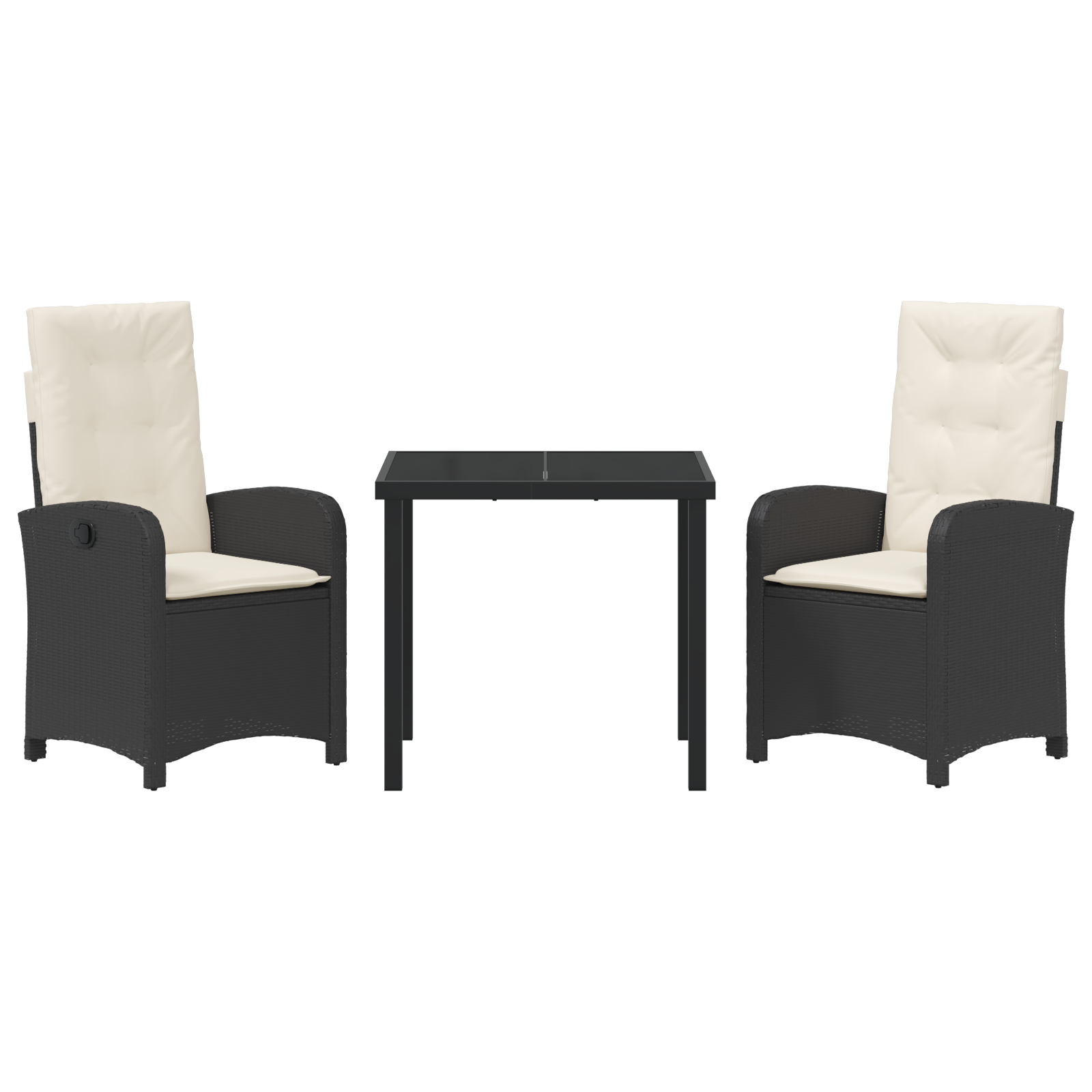 Set de dining de grădină 3 piese cu perne ratan PE negru GartenMobel Dekor