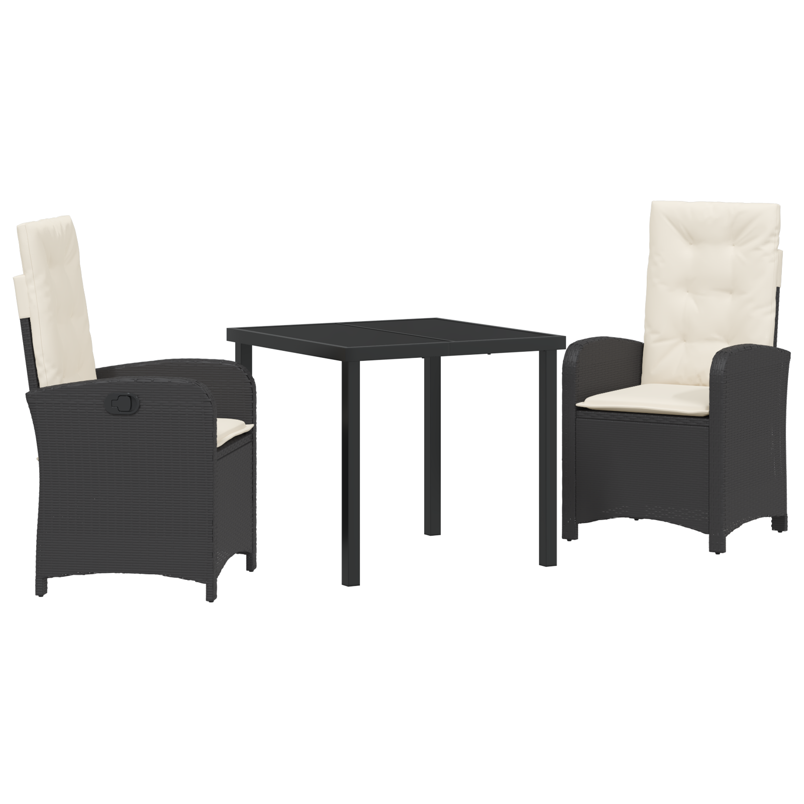 Set de dining de grădină 3 piese cu perne ratan PE negru GartenMobel Dekor