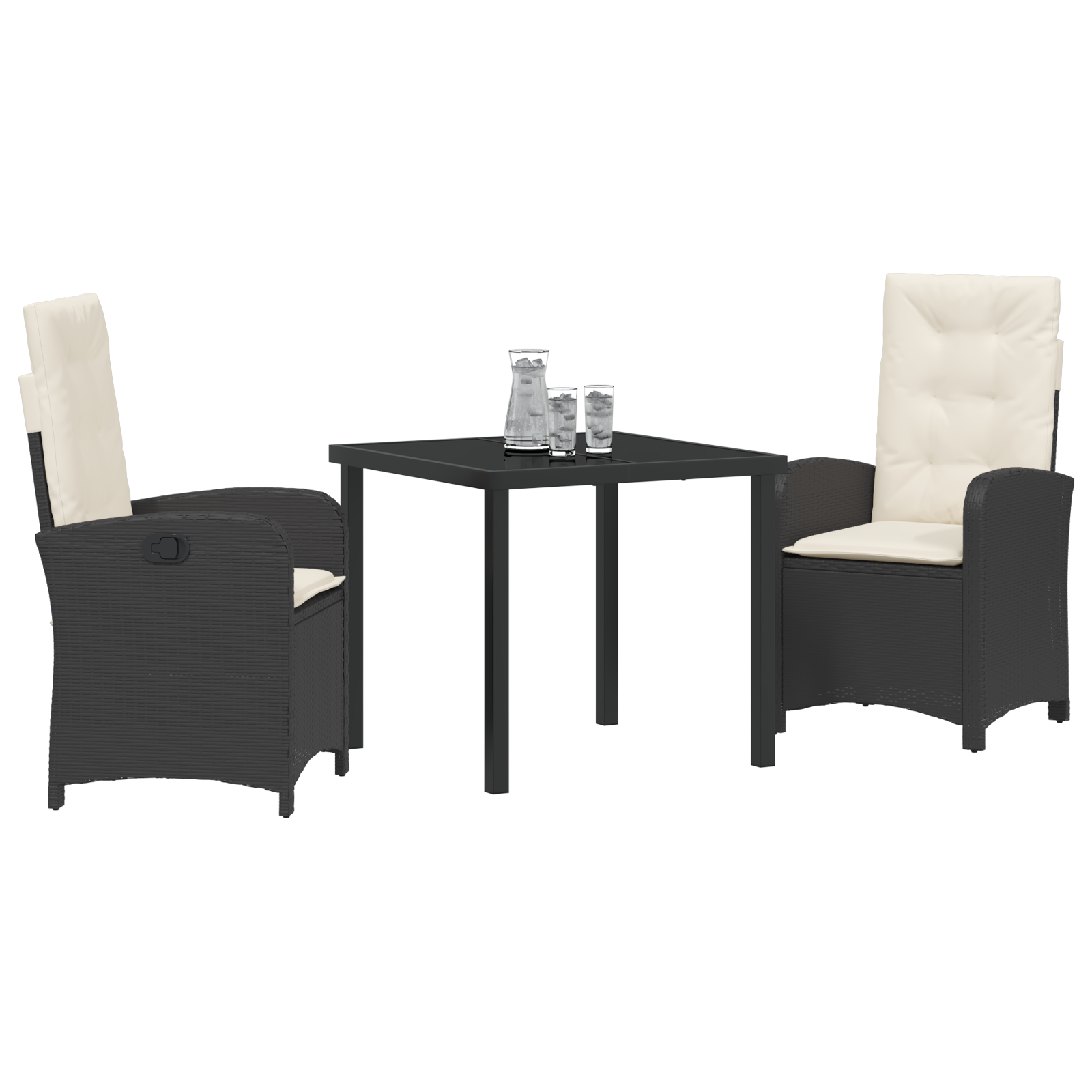 Set de dining de grădină 3 piese cu perne ratan PE negru GartenMobel Dekor