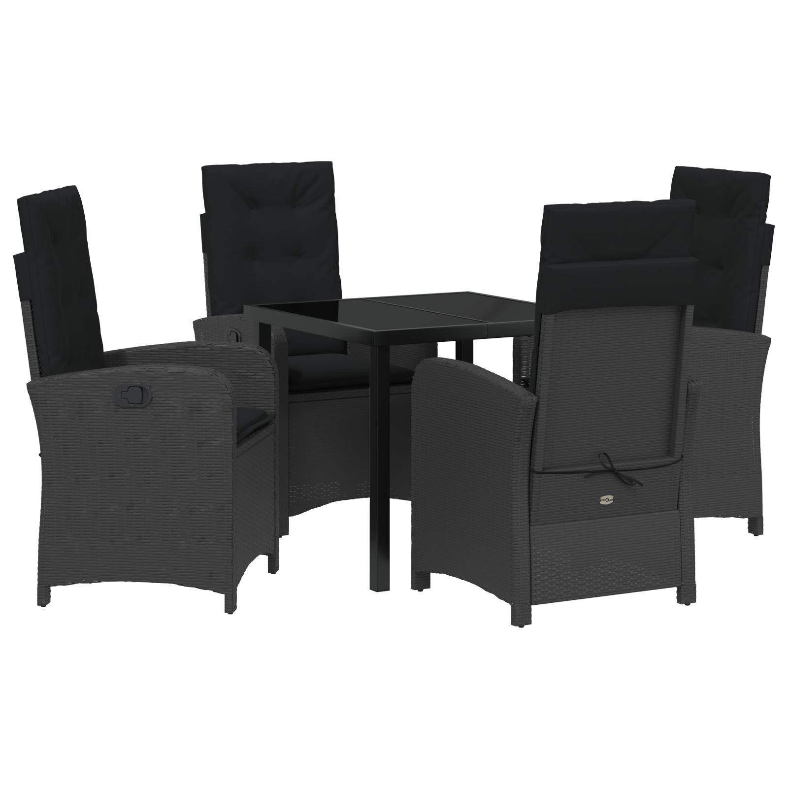 Set de dining de grădină 5 piese cu perne Negru Ratan sintetic GartenMobel Dekor