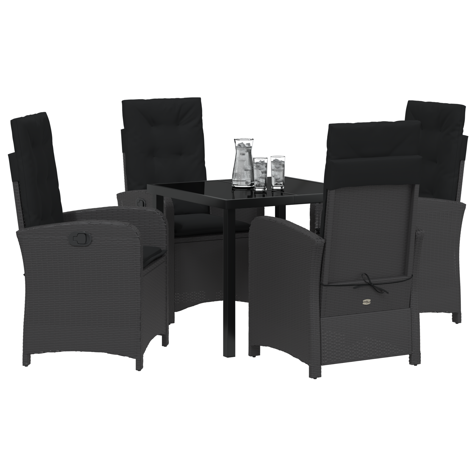 Set de dining de grădină 5 piese cu perne Negru Ratan sintetic GartenMobel Dekor
