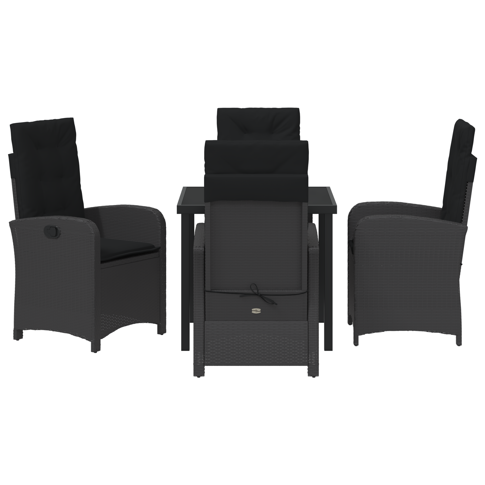 Set de dining de grădină 5 piese cu perne Negru Ratan sintetic GartenMobel Dekor