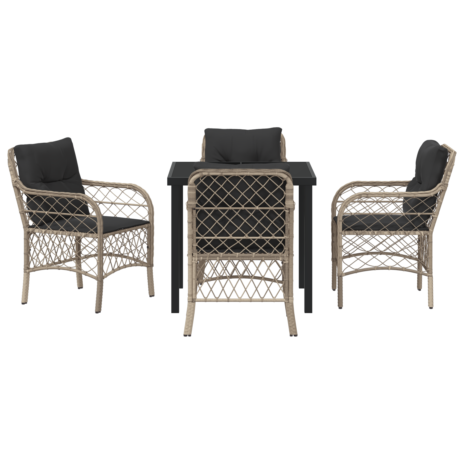 Set de dining de grădină cu 5 piese cu perne gri deschis din ratan PE GartenMobel Dekor