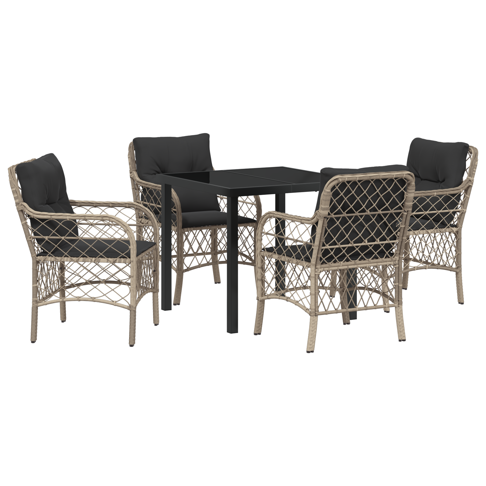 Set de dining de grădină cu 5 piese cu perne gri deschis din ratan PE GartenMobel Dekor