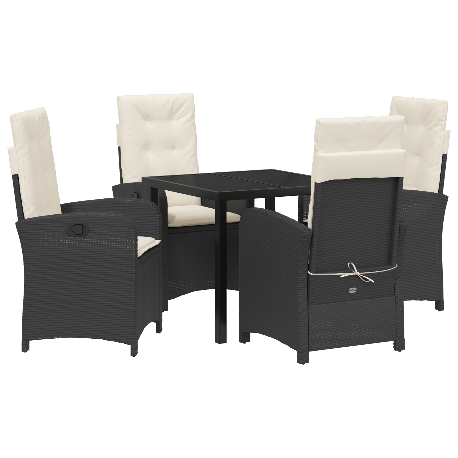 Set de dining de grădină cu 5 piese și perne de ratan negru GartenMobel Dekor