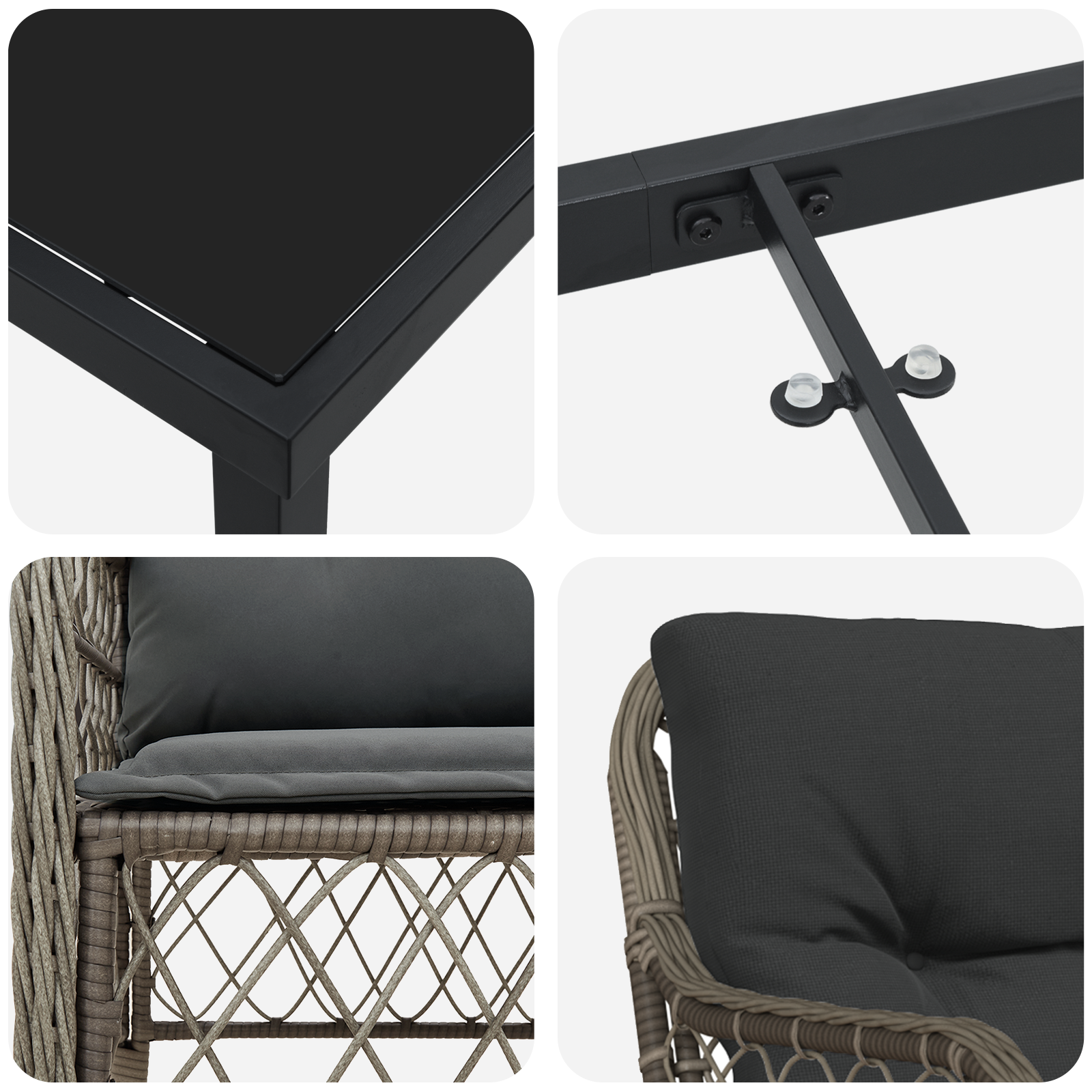 Set de dining de grădină cu 7 piese și perne gri din poliratan GartenMobel Dekor