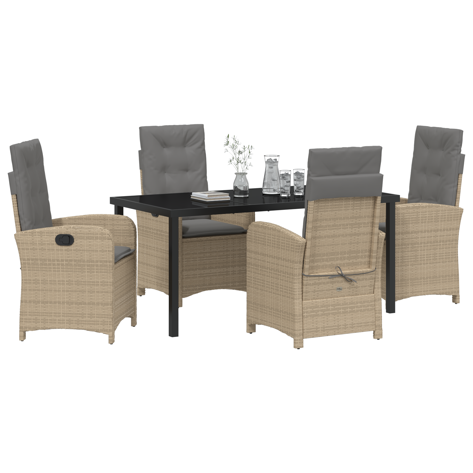 Set de dining de grădină cu perne în bej din ratan polimeric GartenMobel Dekor