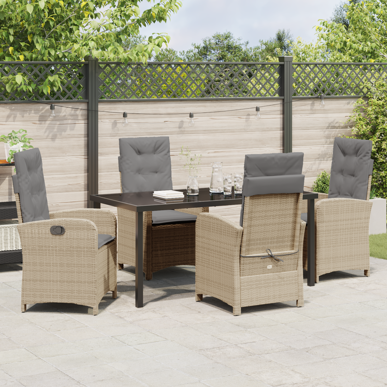 Set de dining de grădină cu perne în bej din ratan polimeric GartenMobel Dekor