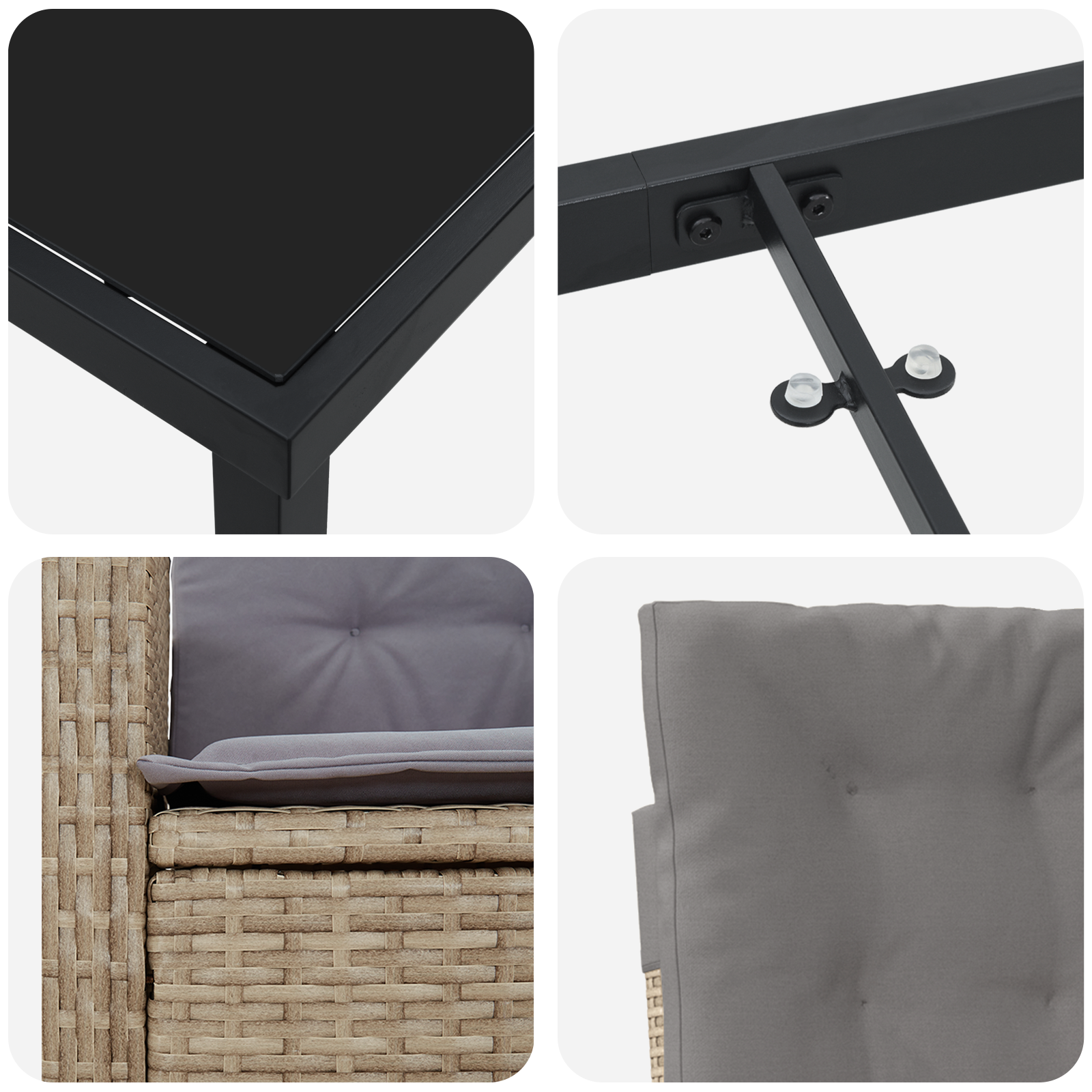 Set de dining de grădină cu perne în bej din ratan polimeric GartenMobel Dekor