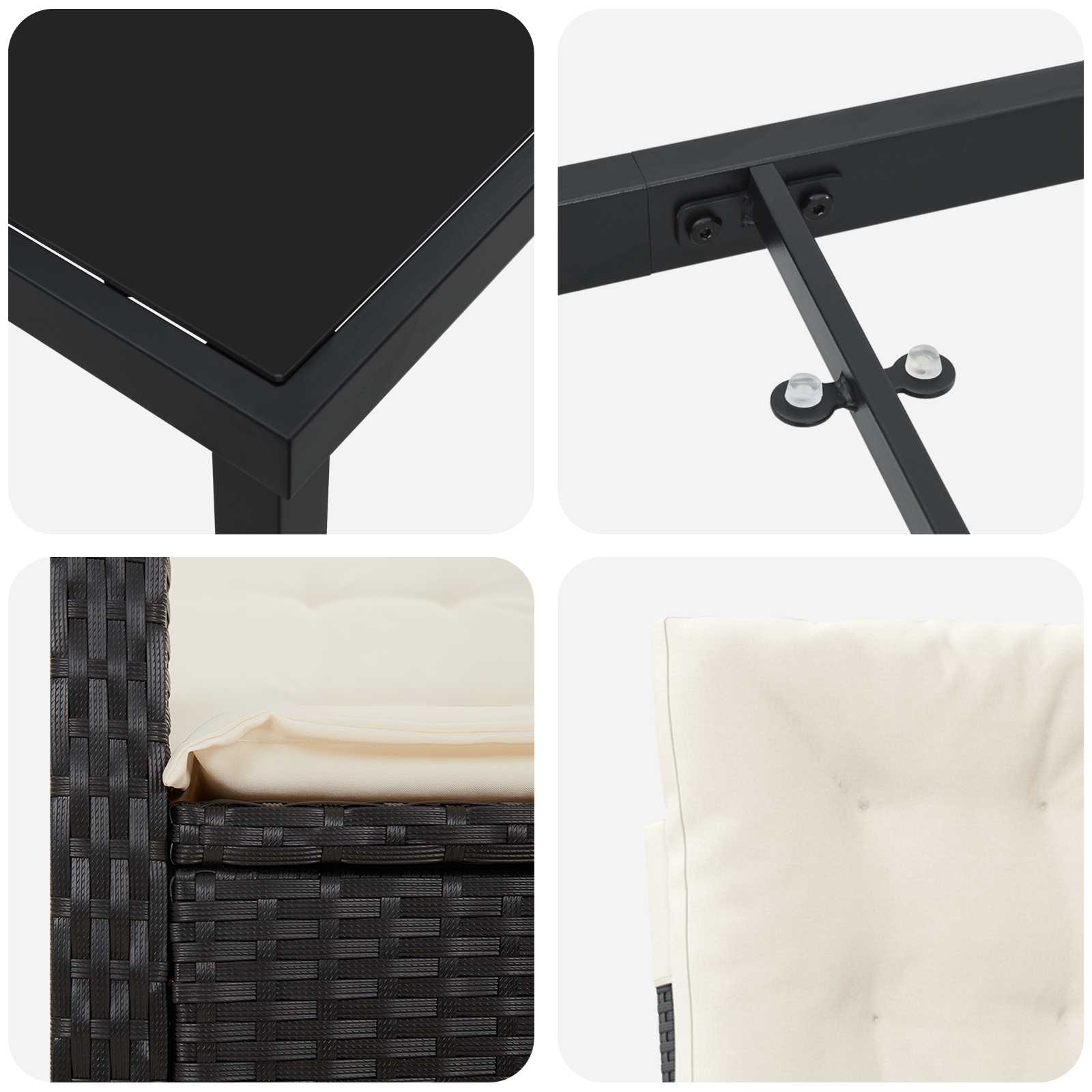 Set de dining pentru grădină 7 piese cu perne - Ratan poliester negru GartenMobel Dekor