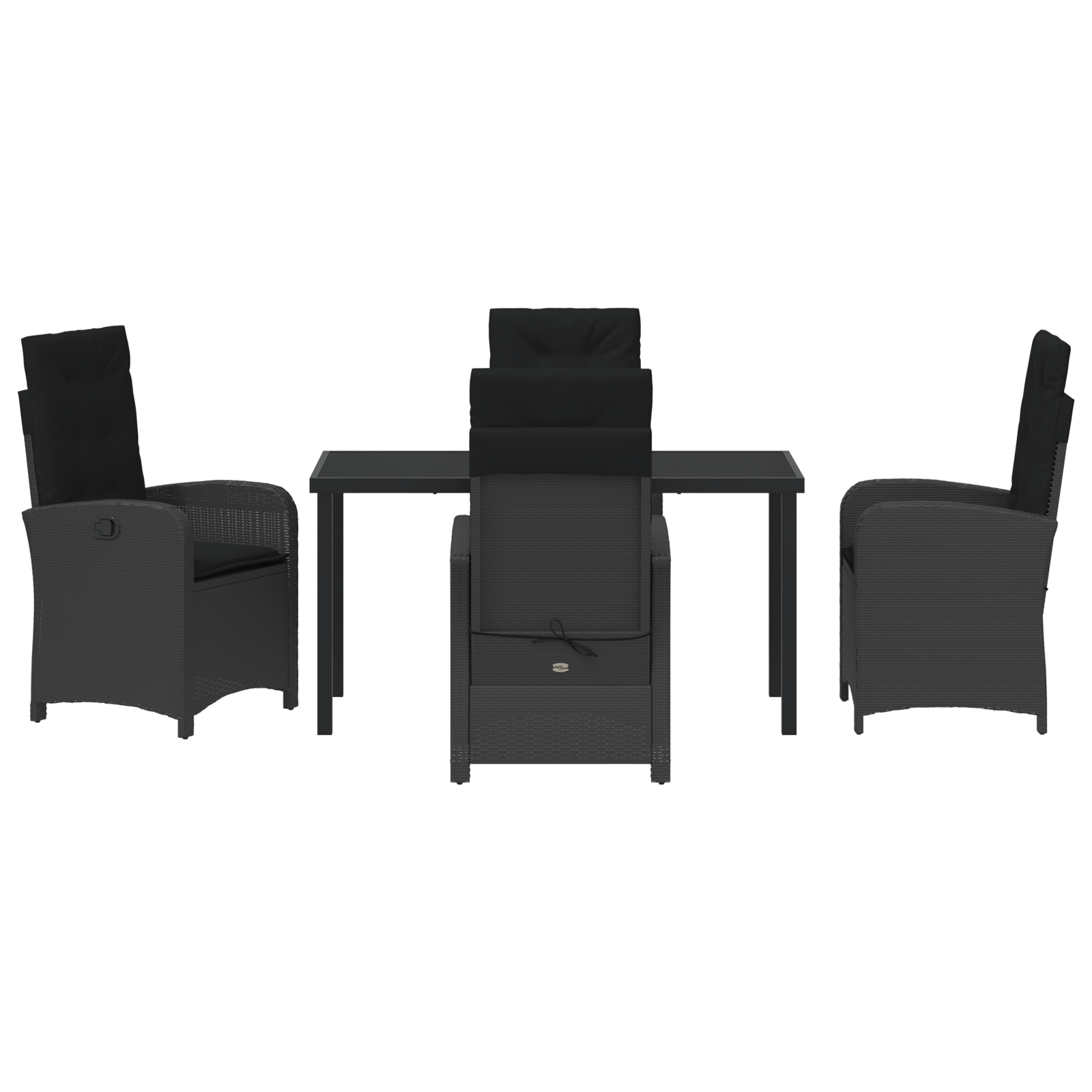 Set de dining pentru grădină cu 5 piese și perne negre din ratan sintetic GartenMobel Dekor