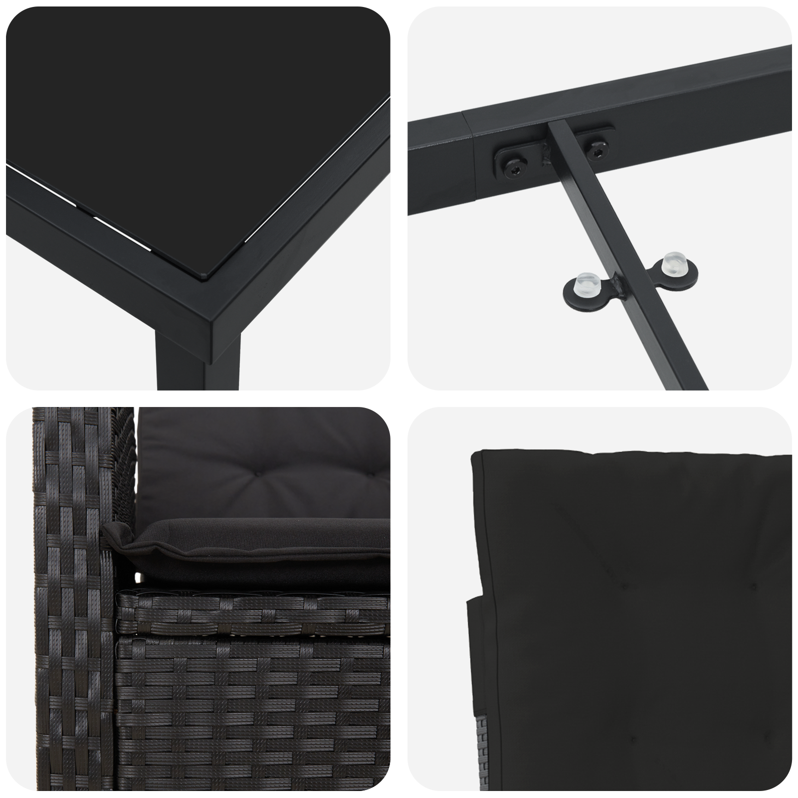 Set de dining pentru grădină cu 5 piese și perne negre din ratan sintetic GartenMobel Dekor