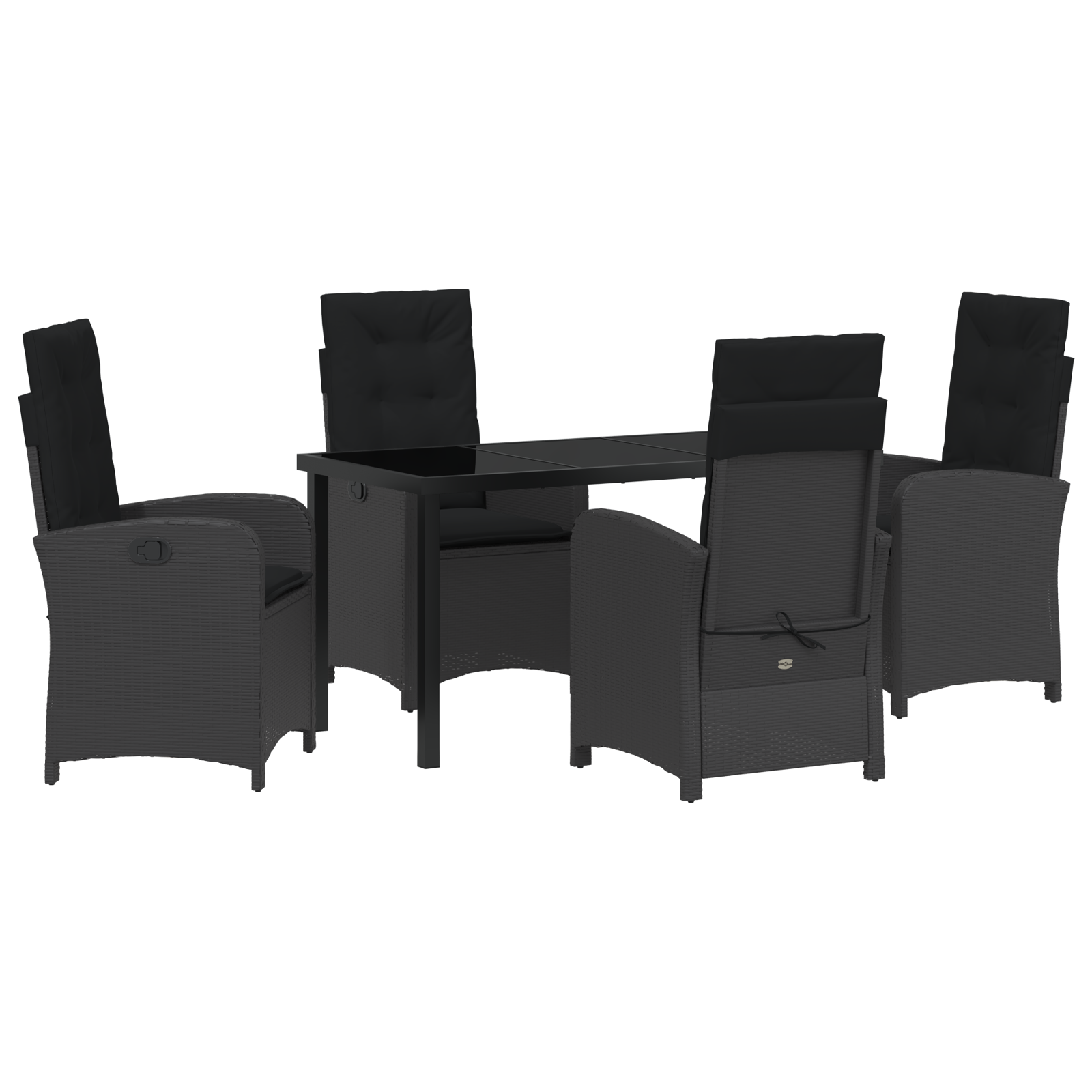 Set de dining pentru grădină cu 5 piese și perne negre din ratan sintetic GartenMobel Dekor