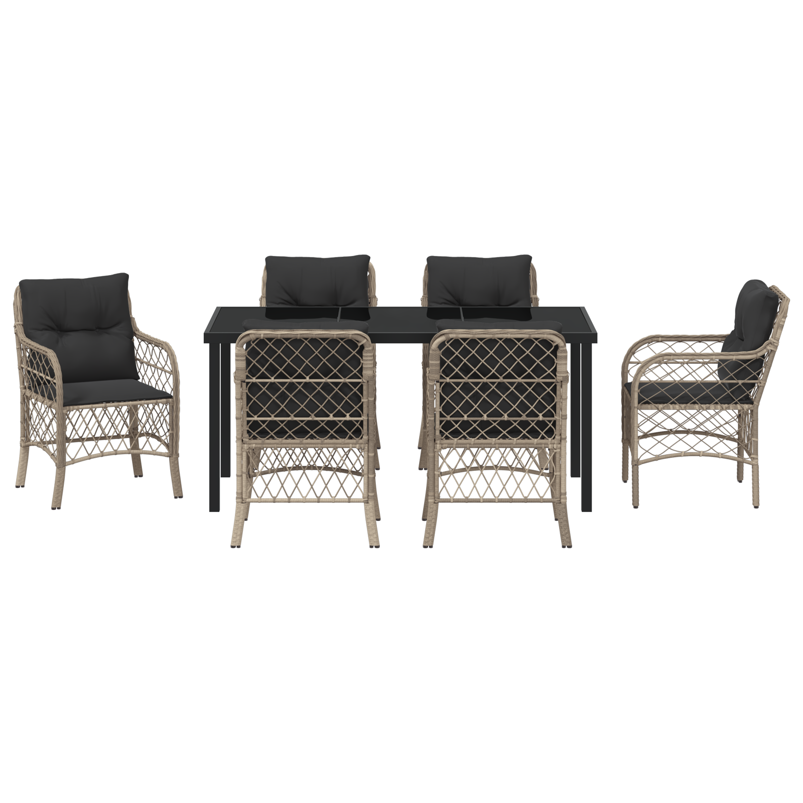 Set de dining pentru grădină cu 7 piese perne gri deschis din poliratan GartenMobel Dekor