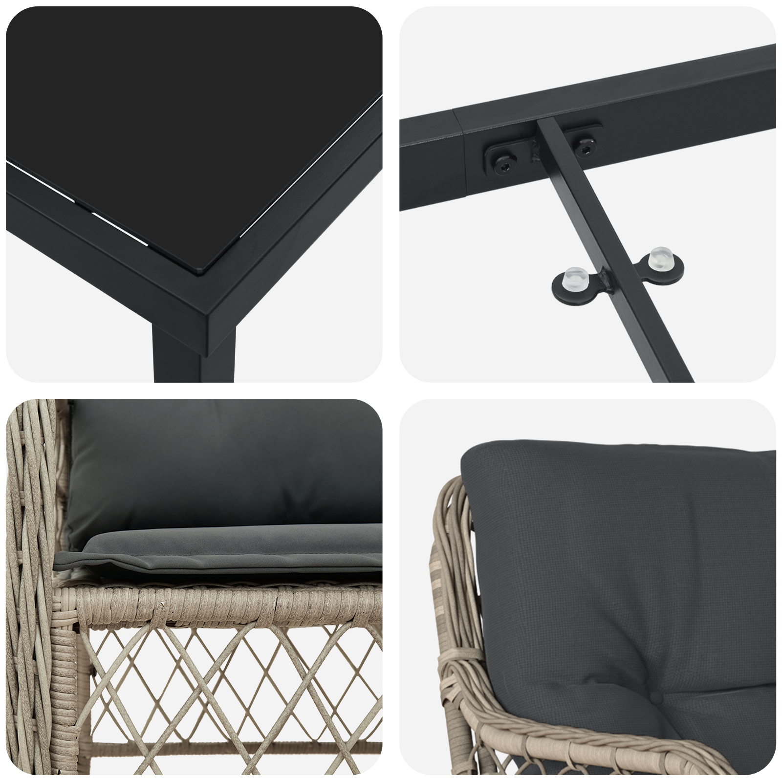 Set de dining pentru grădină cu 7 piese perne gri deschis din poliratan GartenMobel Dekor