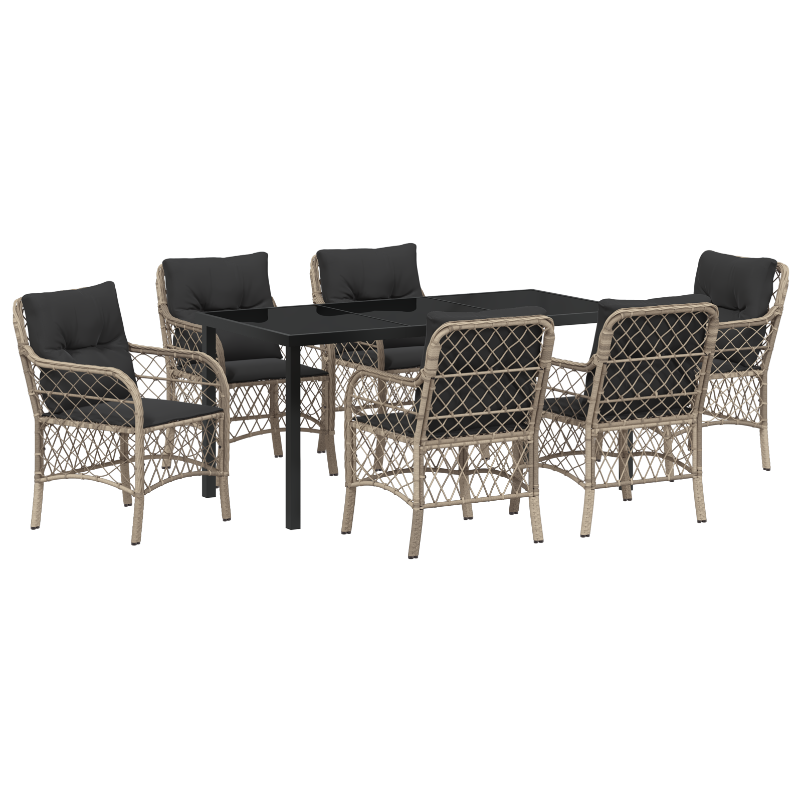 Set de dining pentru grădină cu 7 piese perne gri deschis din poliratan GartenMobel Dekor