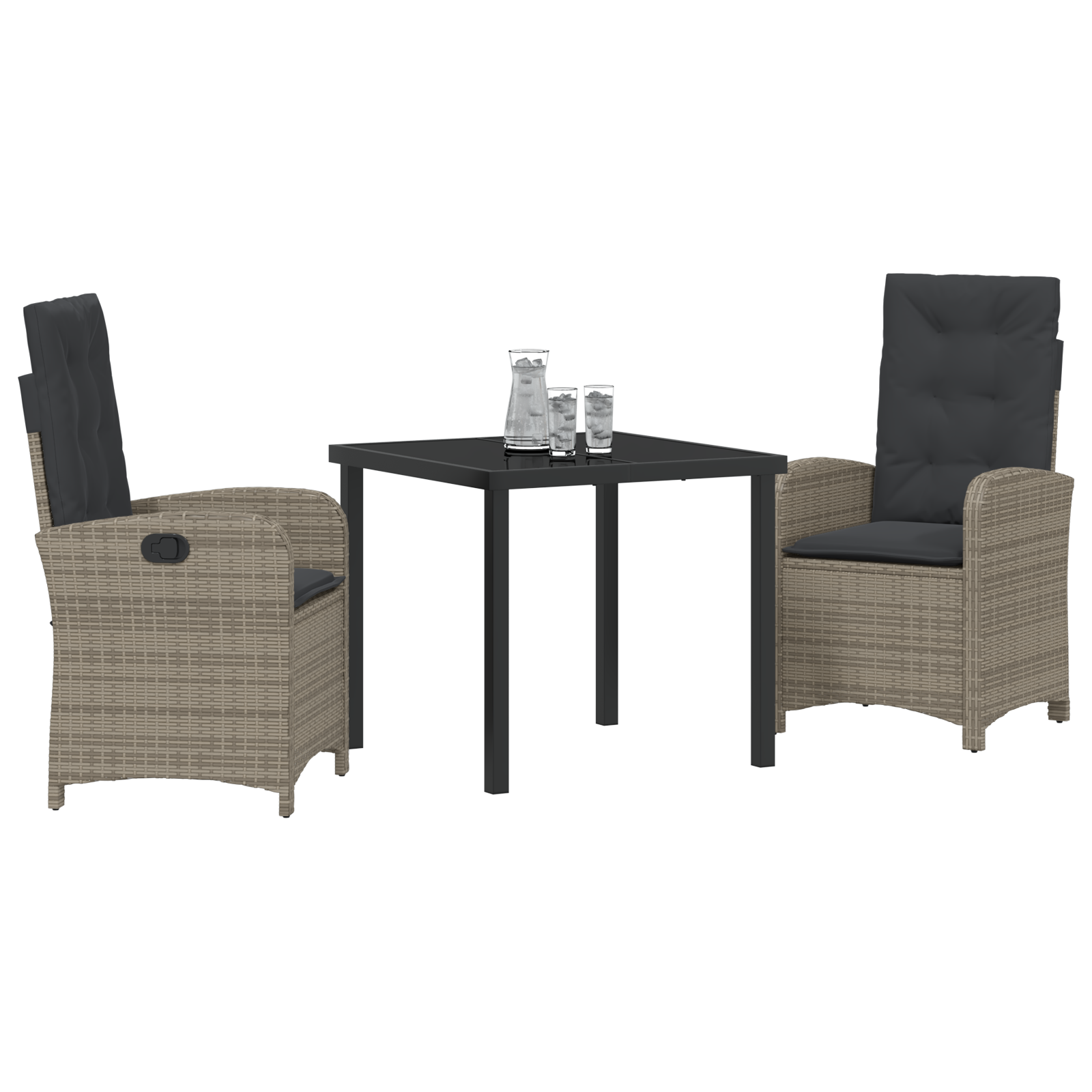 Set de dining pentru grădină de 3 piese cu perne Gri Poliratan GartenMobel Dekor