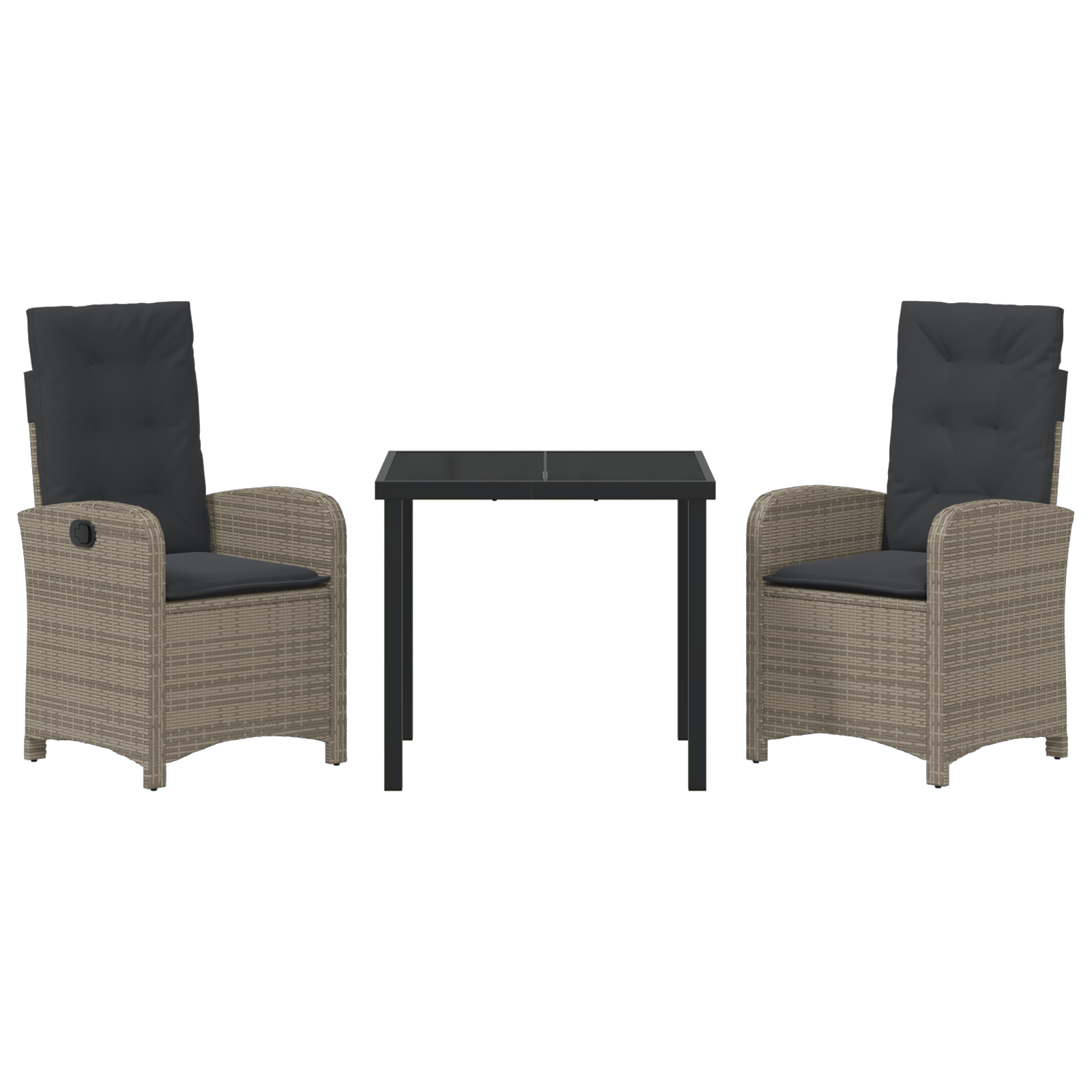 Set de dining pentru grădină de 3 piese cu perne Gri Poliratan GartenMobel Dekor