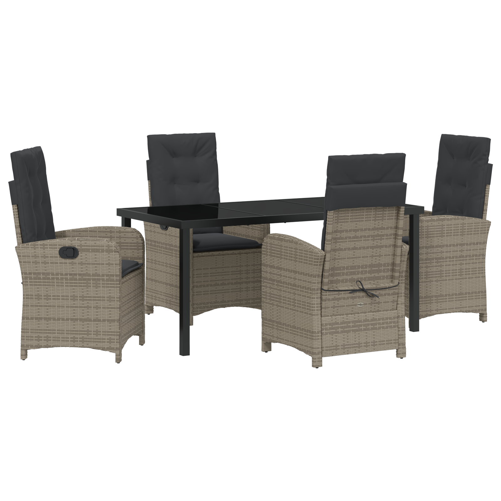 Set de dining pentru grădină de 5 piese cu perne gri din poliratan GartenMobel Dekor