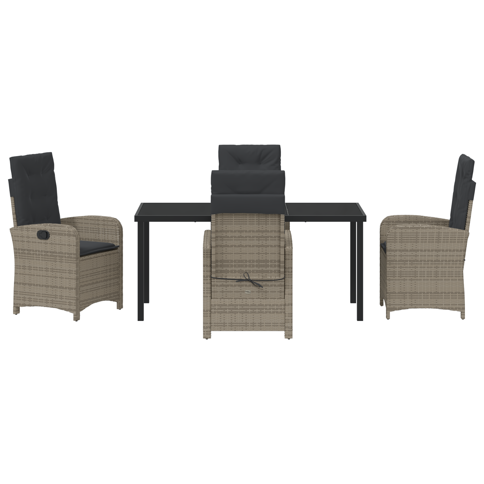 Set de dining pentru grădină de 5 piese cu perne gri din poliratan GartenMobel Dekor