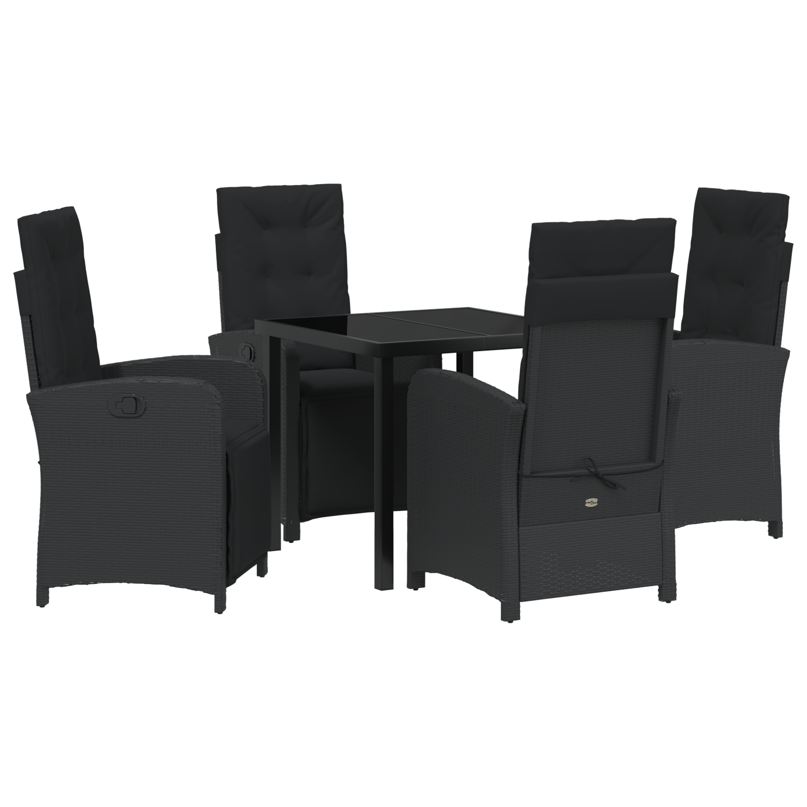 Set de masă de grădină cu 5 piese și perne din ratan sintetic negru GartenMobel Dekor
