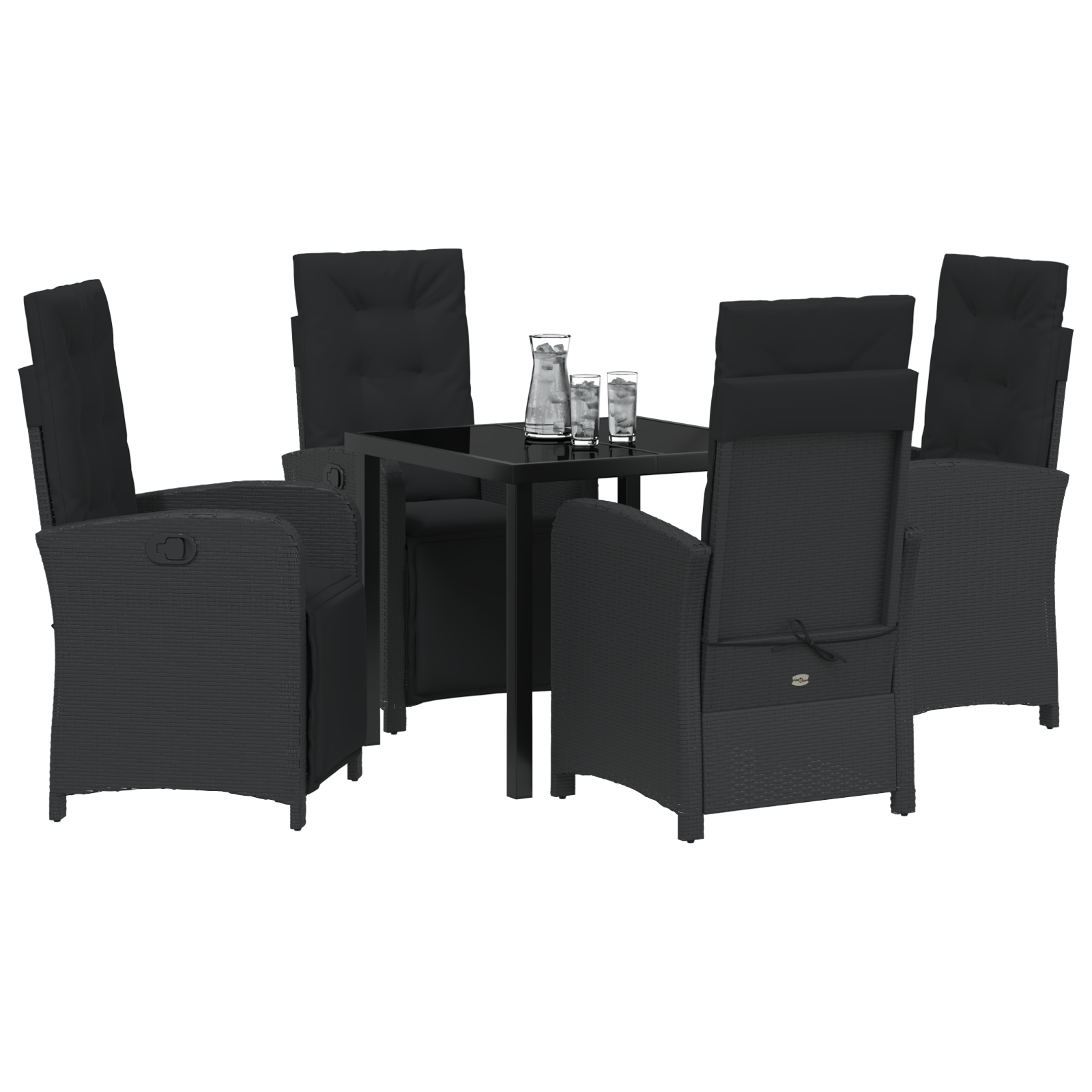 Set de masă de grădină cu 5 piese și perne din ratan sintetic negru GartenMobel Dekor