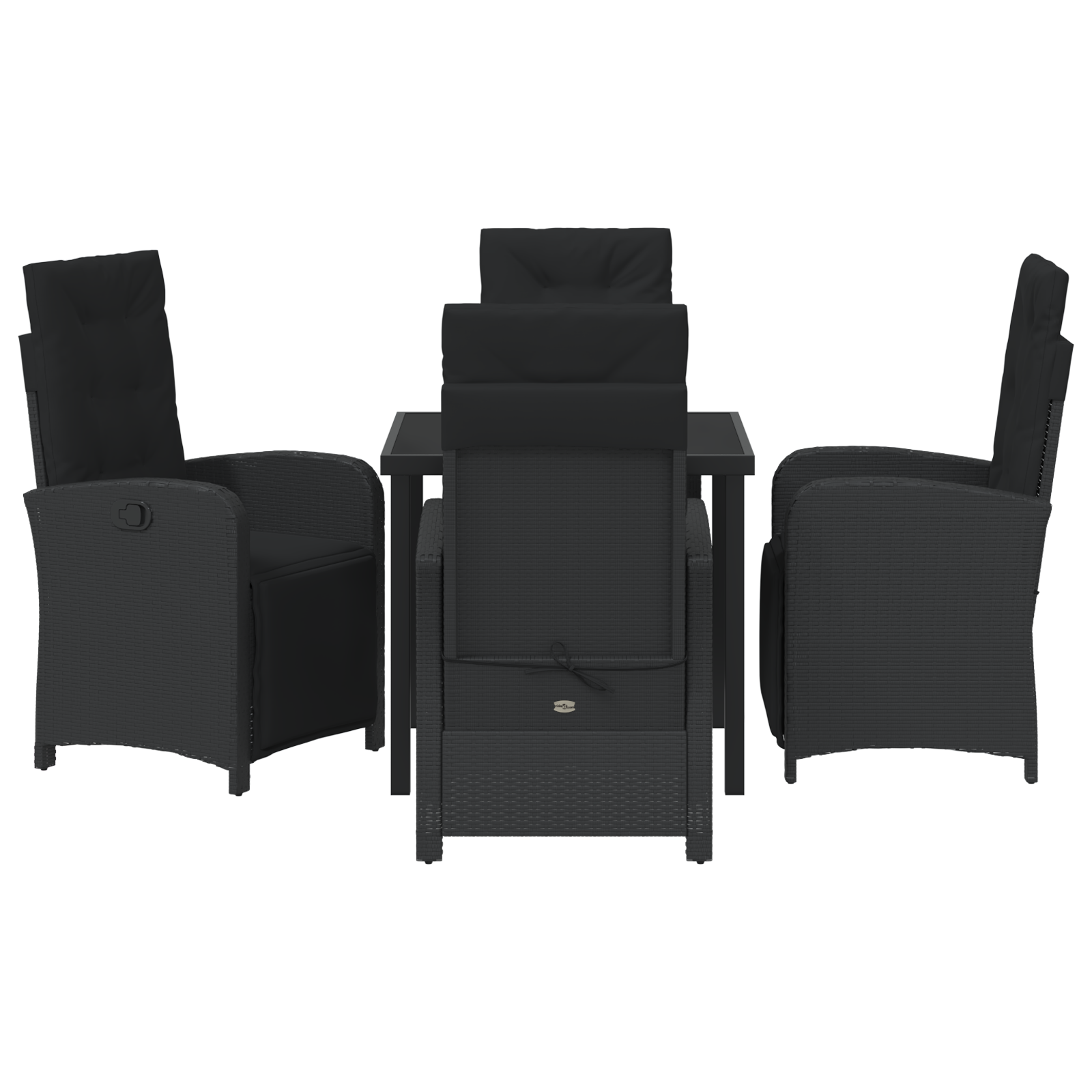 Set de masă de grădină cu 5 piese și perne din ratan sintetic negru GartenMobel Dekor