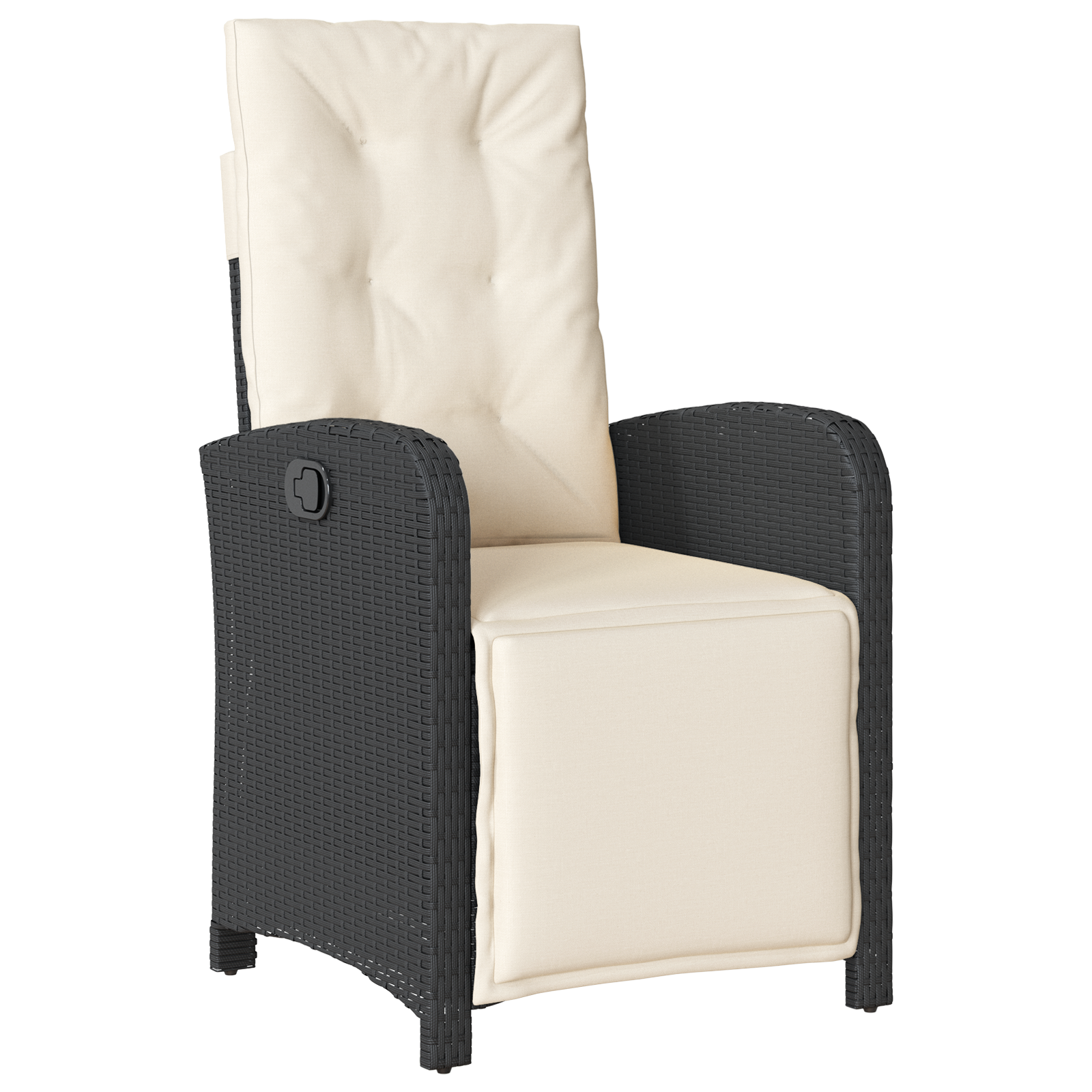 Set de dining pentru grădină  cu 7 piese și perne Negru Ratan Poli, Masă de grădină  Neagră 160x80x73 cm Sticlă Temperată GartenMobel Dekor