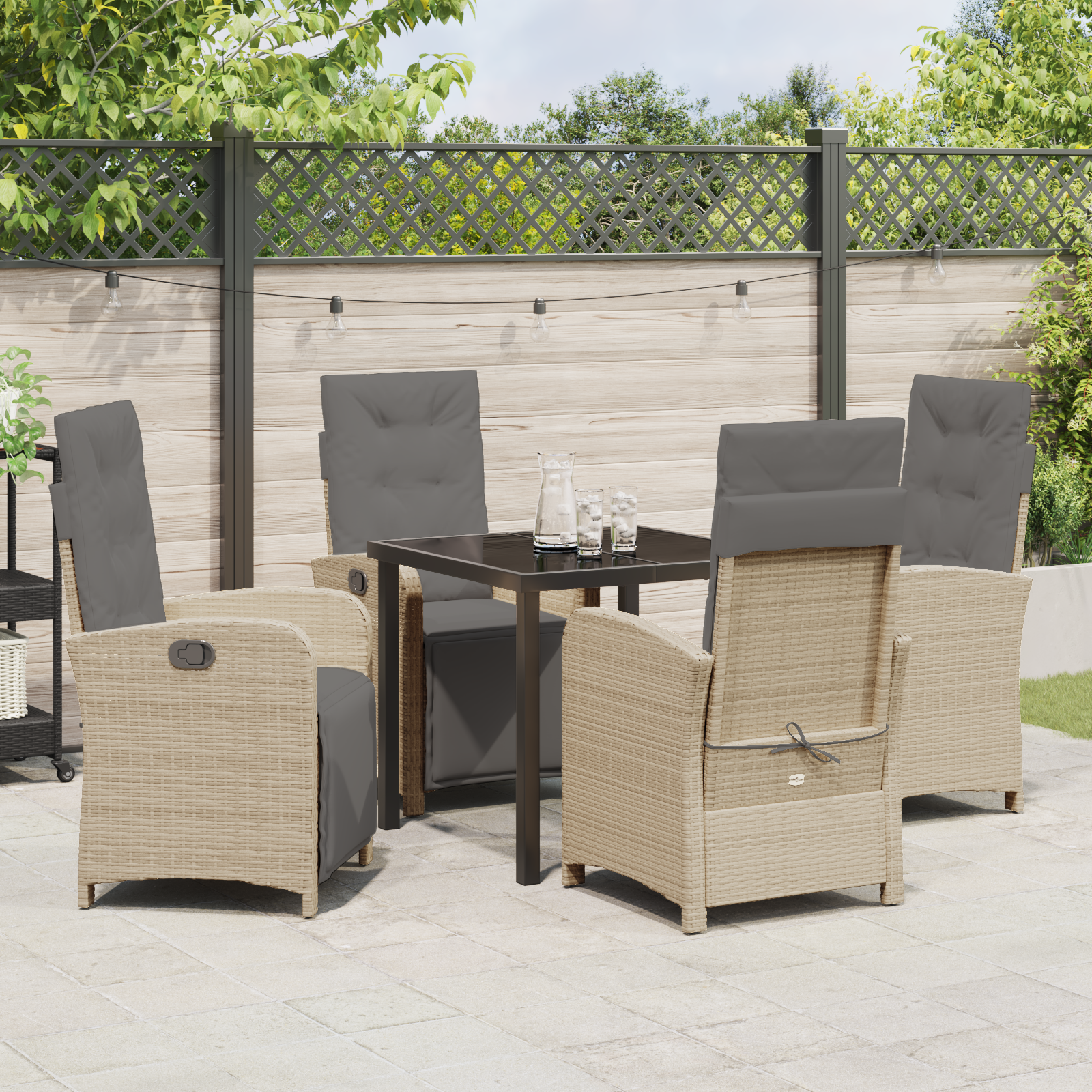 Set Masă Grădină cu Perne Bej Poly Ratan GartenMobel Dekor