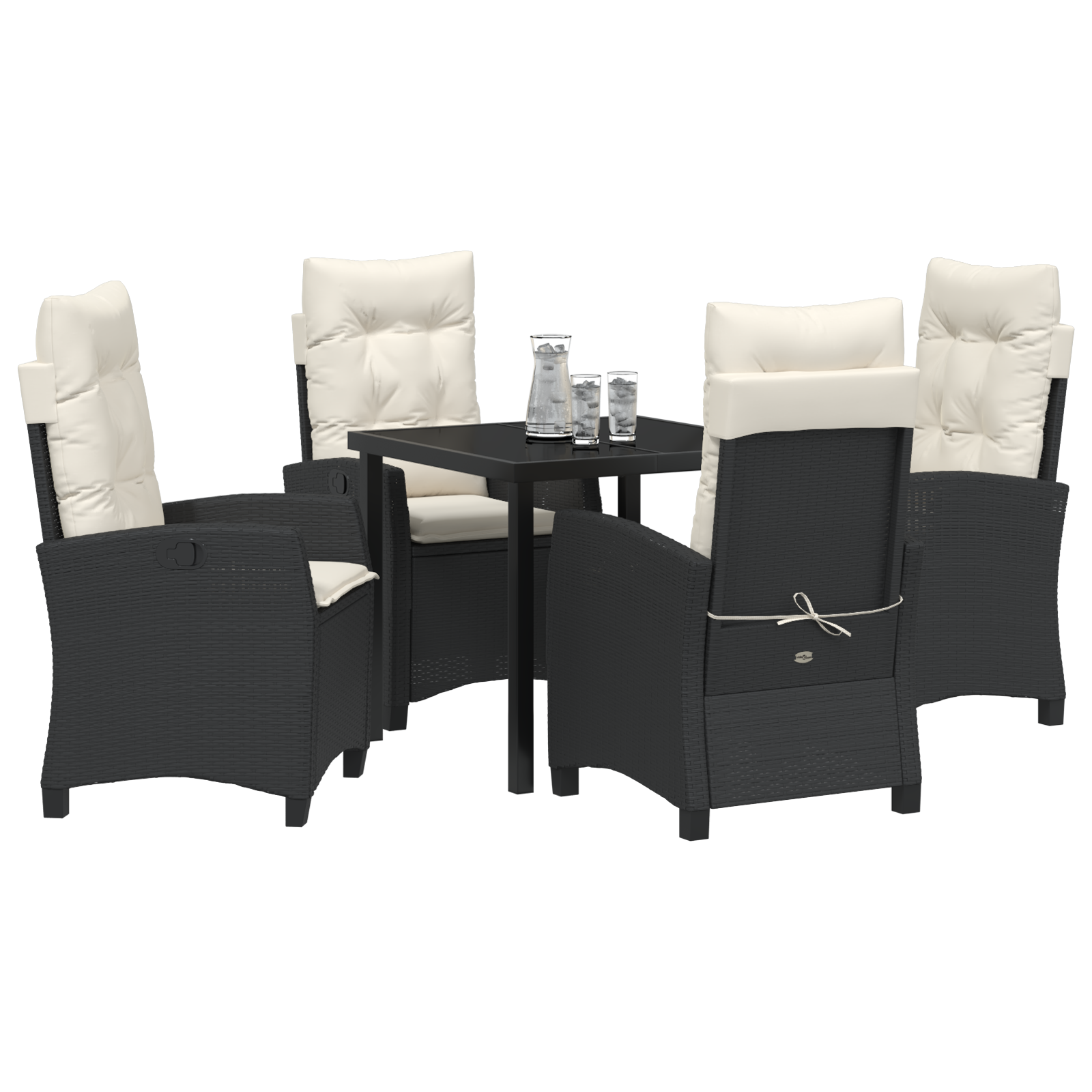 Set de Dining Grădină cu Pernă Negru Poliratan GartenMobel Dekor