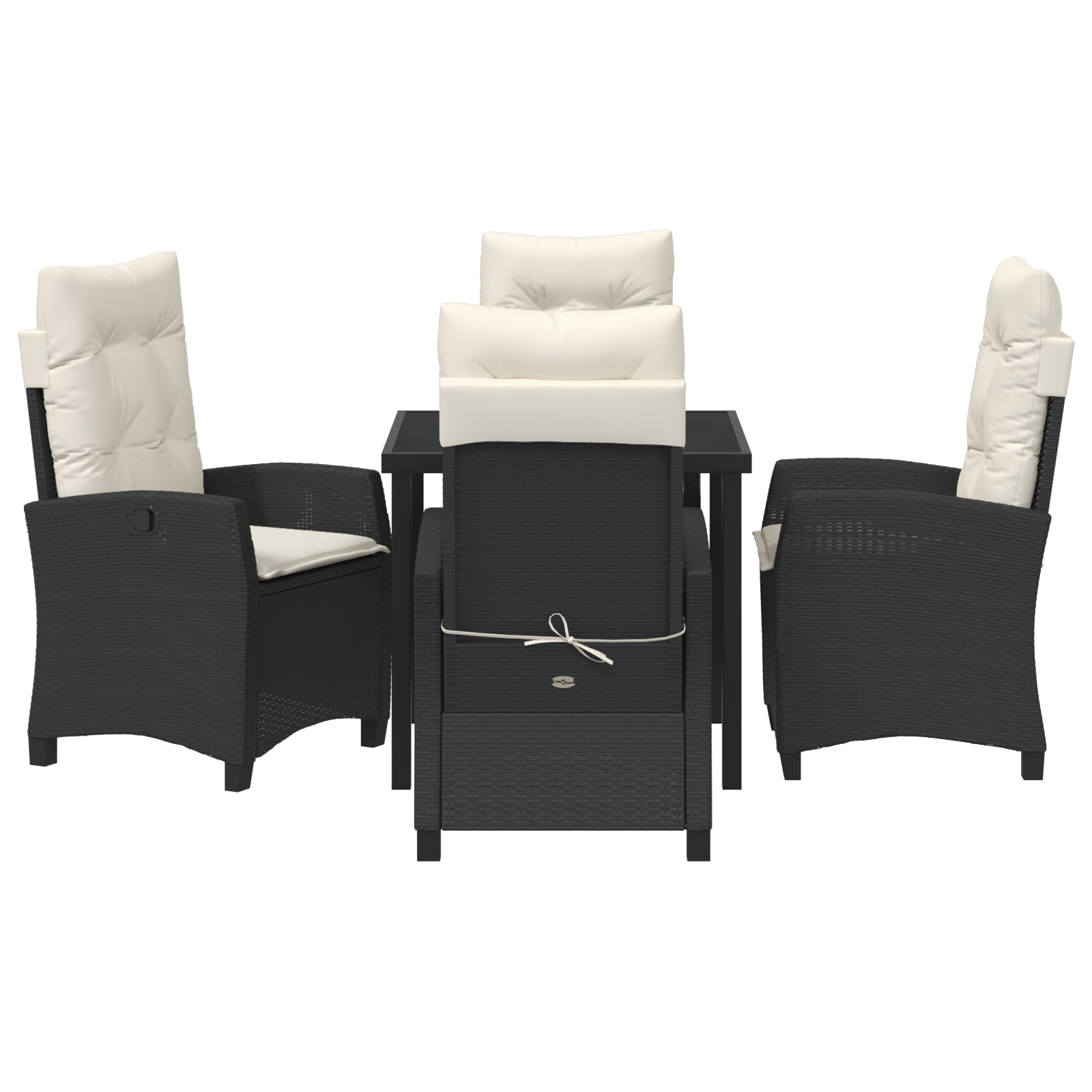 Set de Dining Grădină cu Pernă Negru Poliratan GartenMobel Dekor