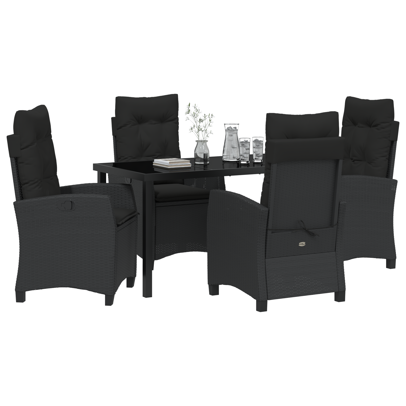 Set de Dining pentru Grădină cu Pernițe Negru Poliratan GartenMobel Dekor