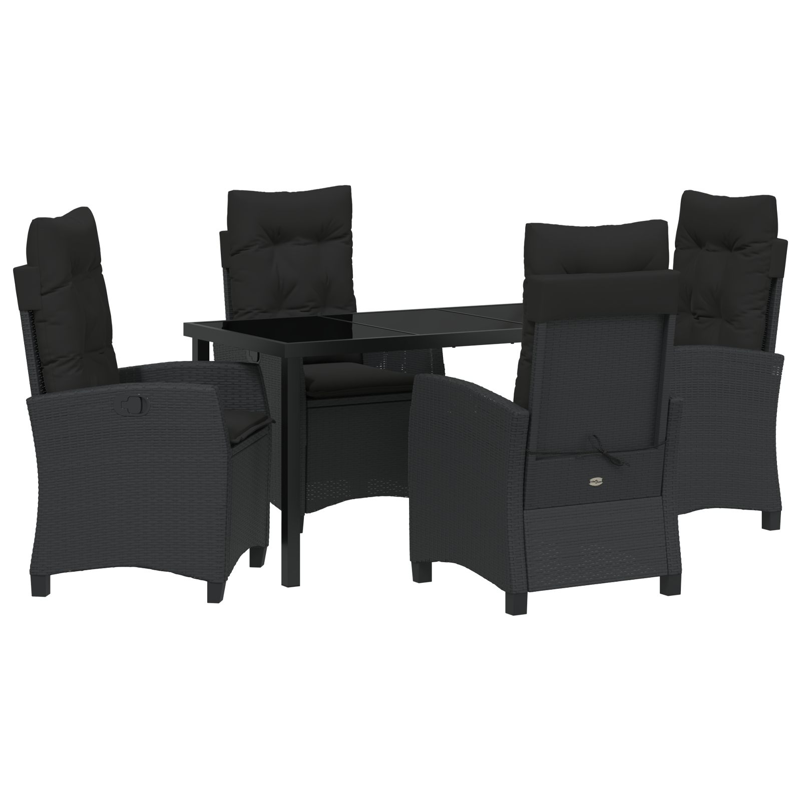 Set de Dining pentru Grădină cu Pernițe Negru Poliratan GartenMobel Dekor