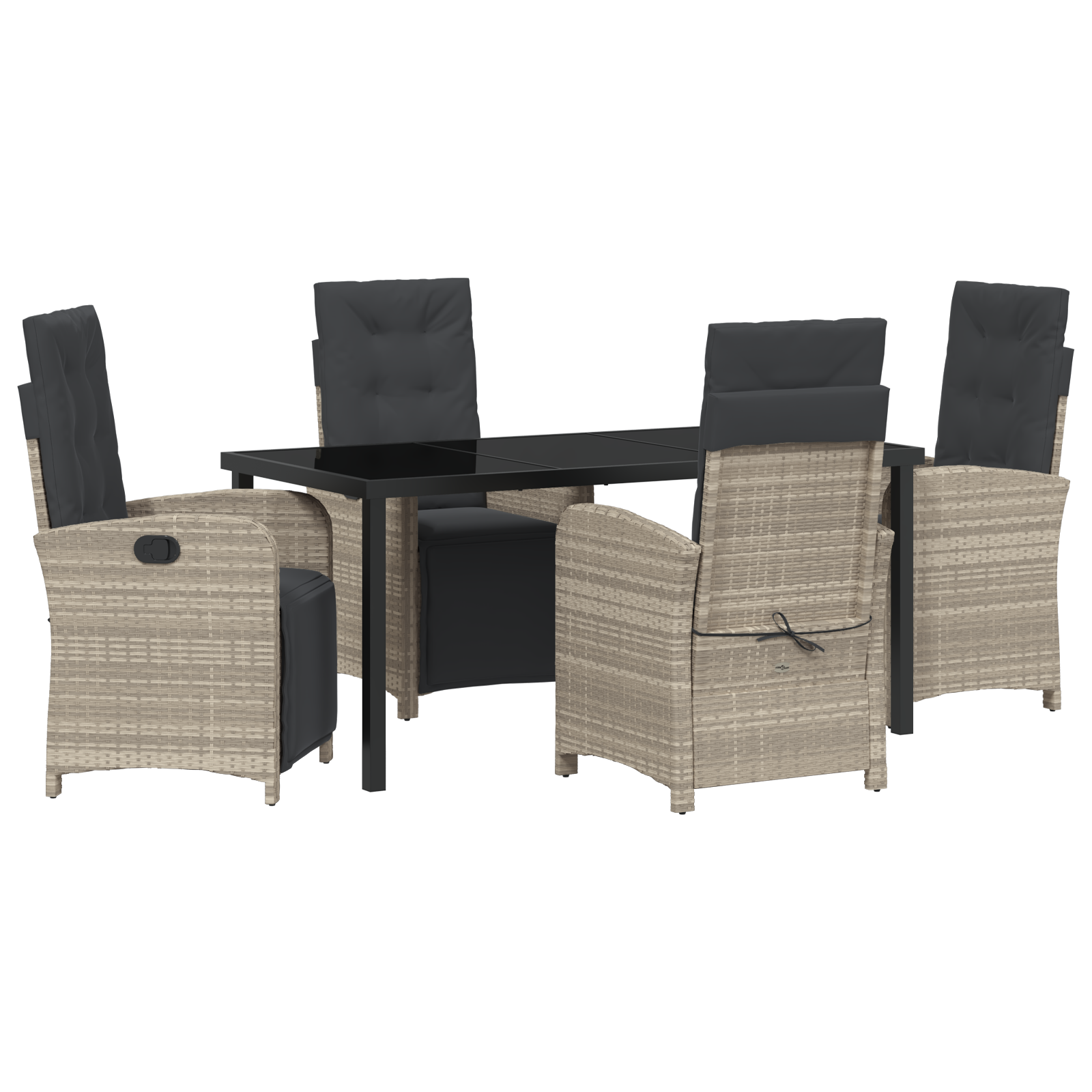 Set de dining pentru grădină din 5 piese cu perne gri deschis din poliratan GartenMobel Dekor