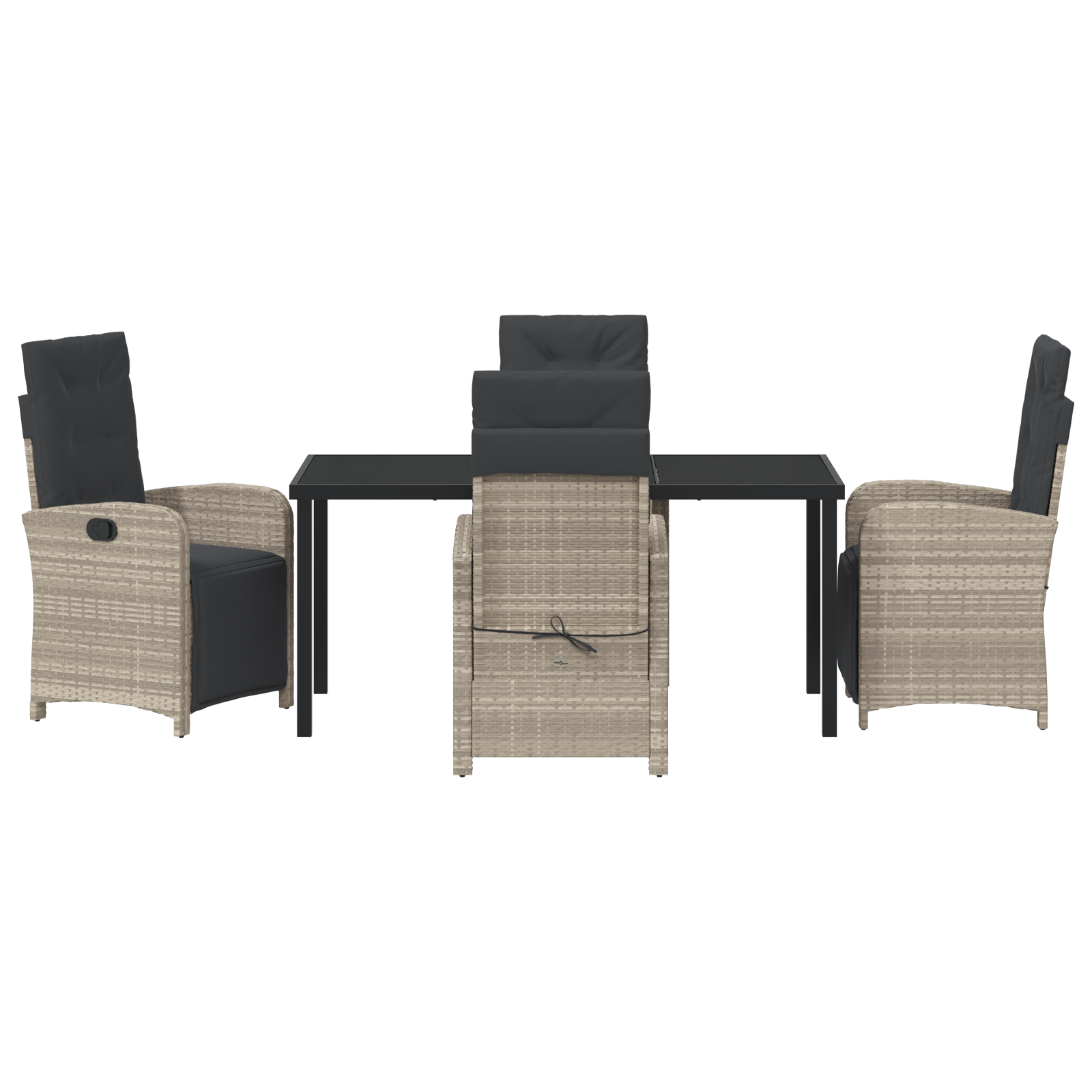 Set de dining pentru grădină din 5 piese cu perne gri deschis din poliratan GartenMobel Dekor