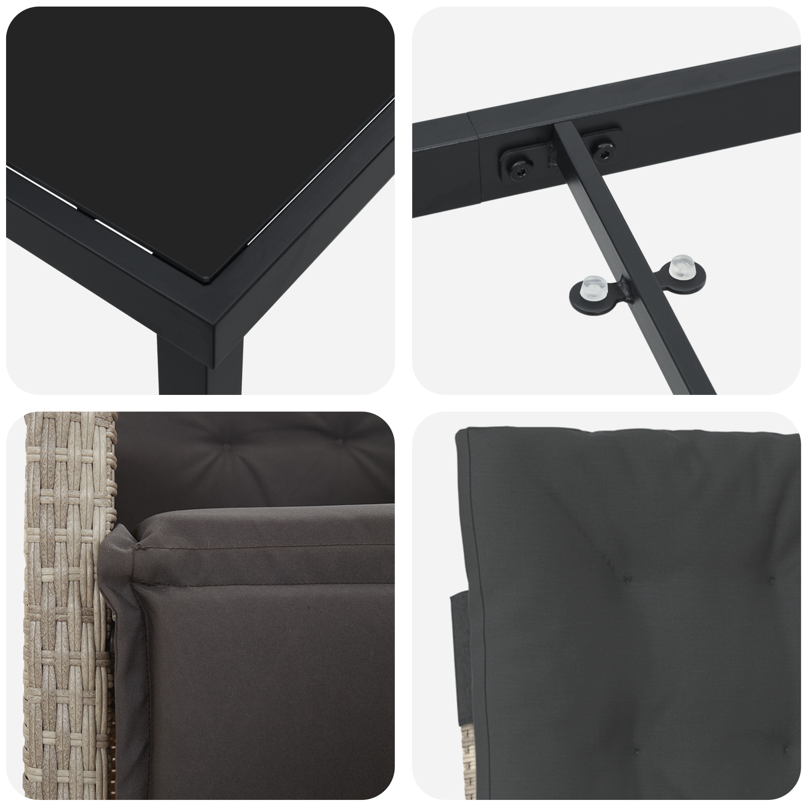 Set de mese pentru grădină cu perne Gri deschis din ratan poly GartenMobel Dekor