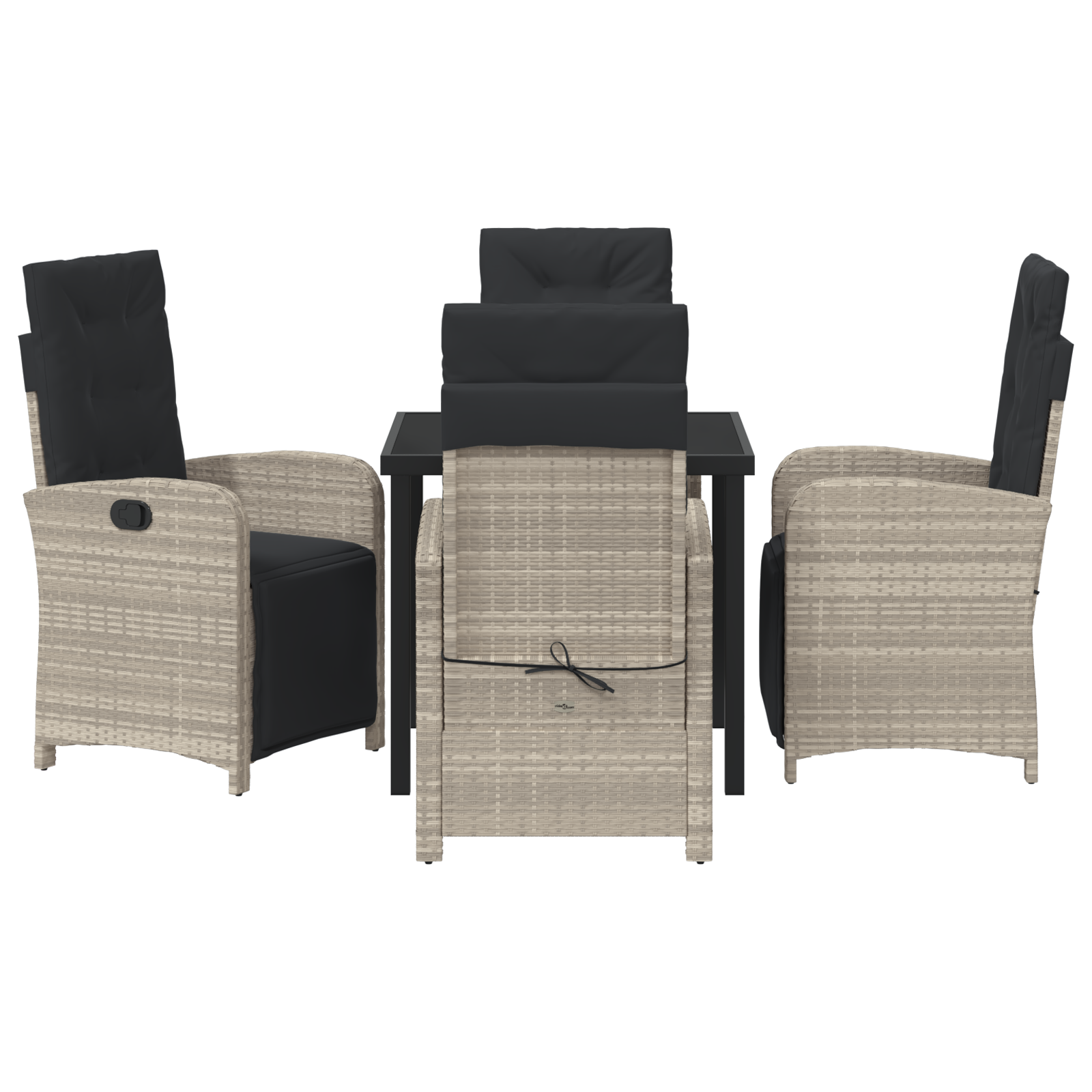 Set de mese pentru grădină cu perne Gri deschis din ratan poly GartenMobel Dekor