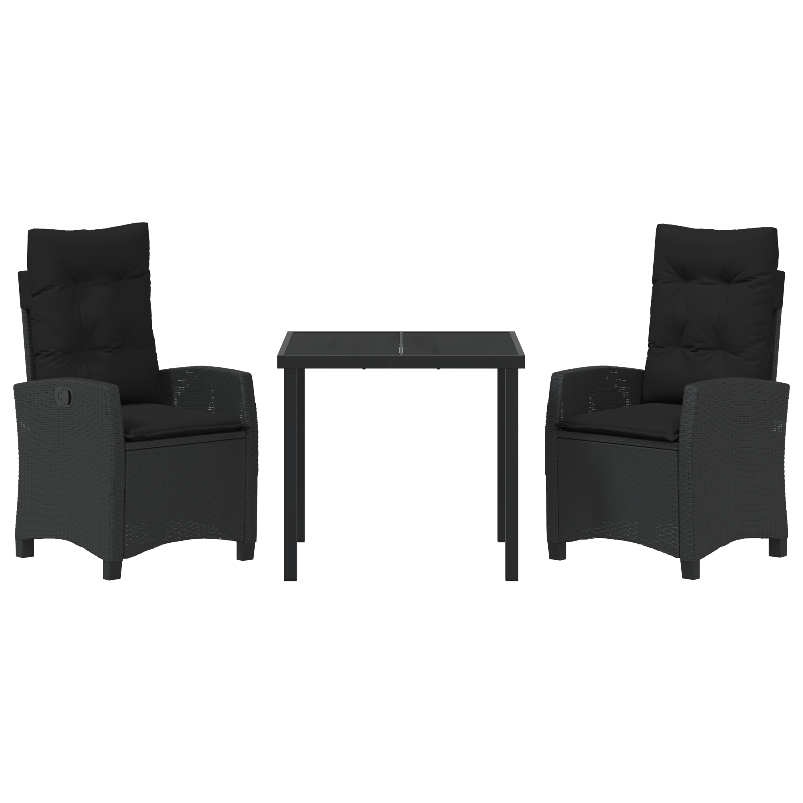 Set masă grădină 3 piese cu perne Negru Poliratan GartenMobel Dekor