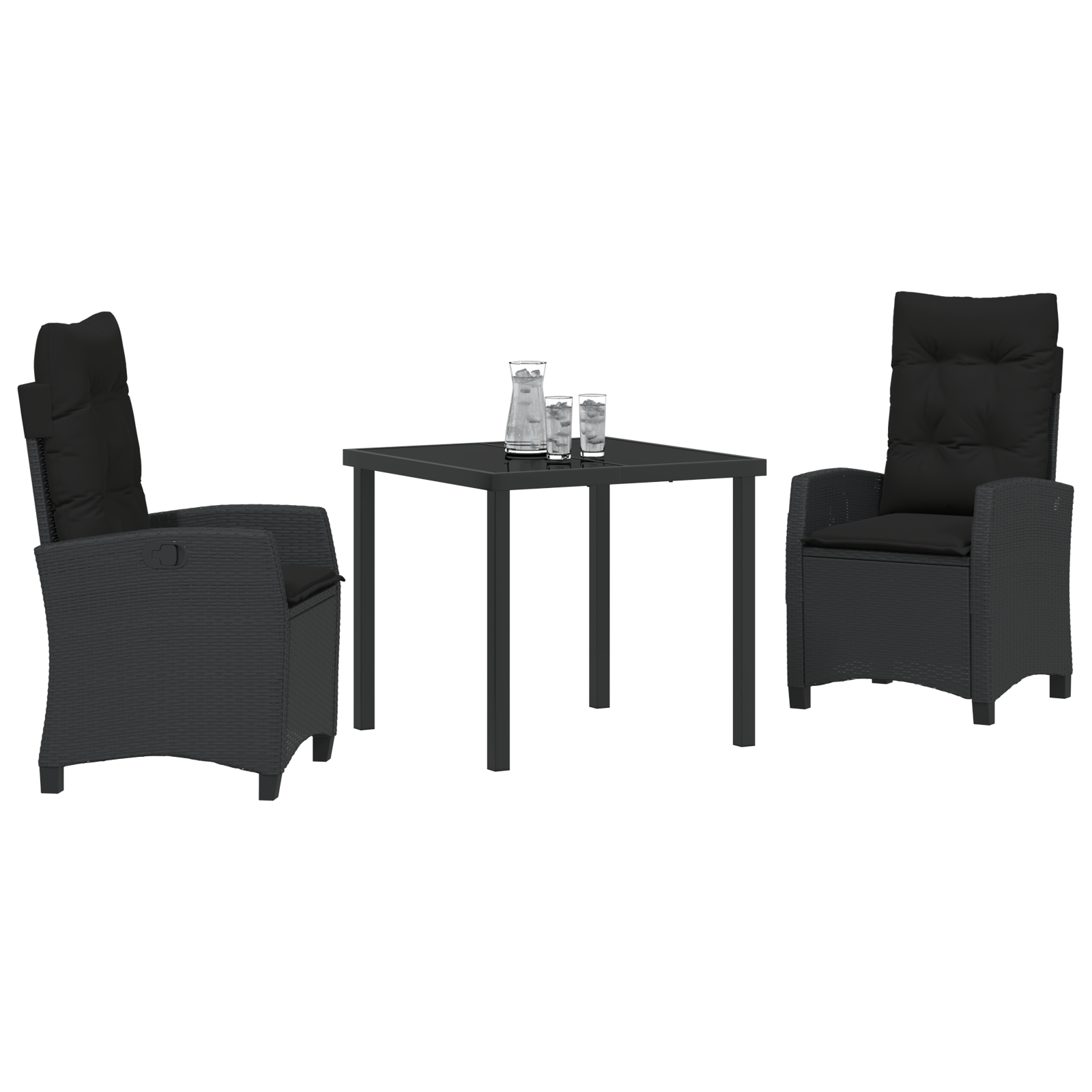 Set masă grădină 3 piese cu perne Negru Poliratan GartenMobel Dekor