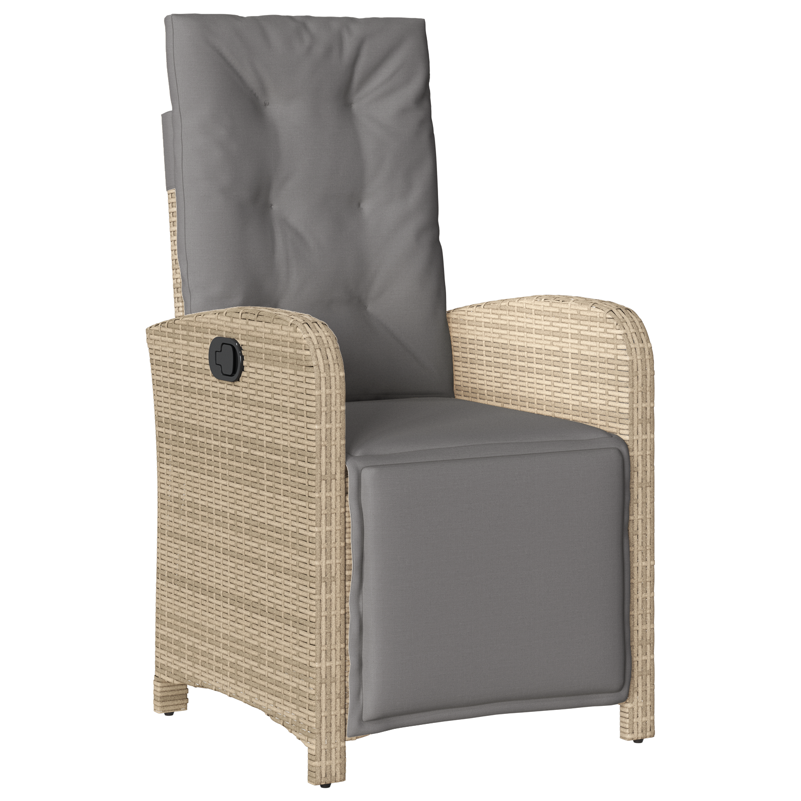 Set de Masă pentru Grădină cu 3 Piese și Perne Ratan Poli Bej, Masă pentru Grădină Neagră 80x80x73 cm Sticlă Temperată GartenMobel Dekor