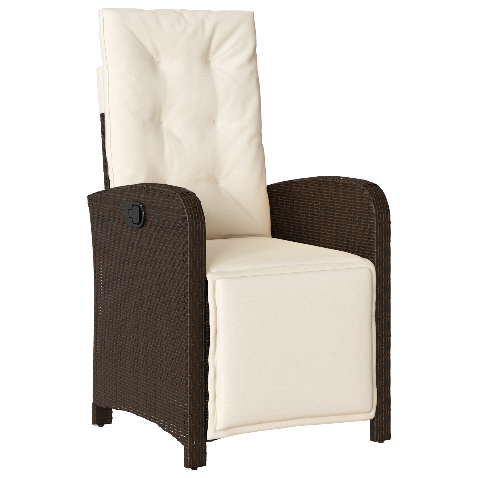 Set mese grădină 5 piese și perne din ratan polimeric maro, Masa grădină  neagră 140x80x73 cm, sticlă întărită GartenMobel Dekor