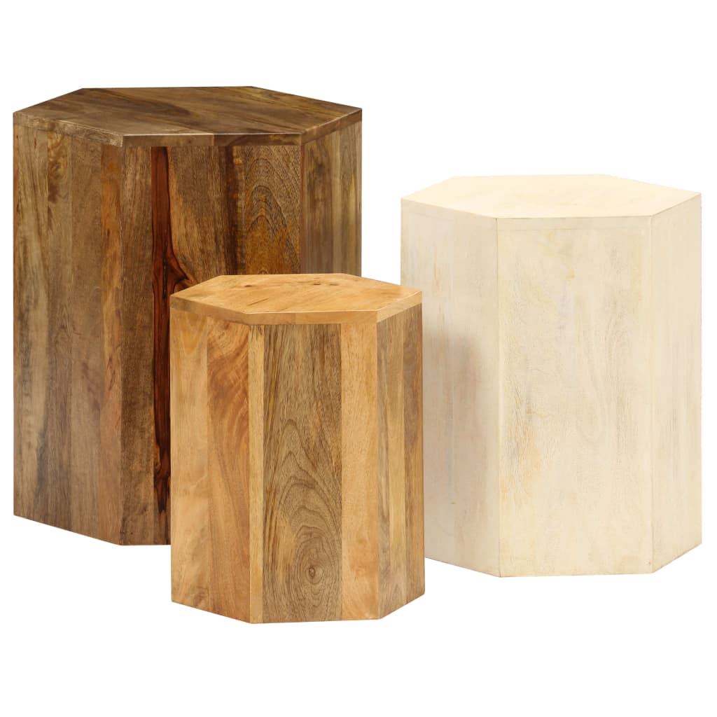 Set măsuțe cafea, 3 piese, lemn masiv de mango GartenMobel Dekor