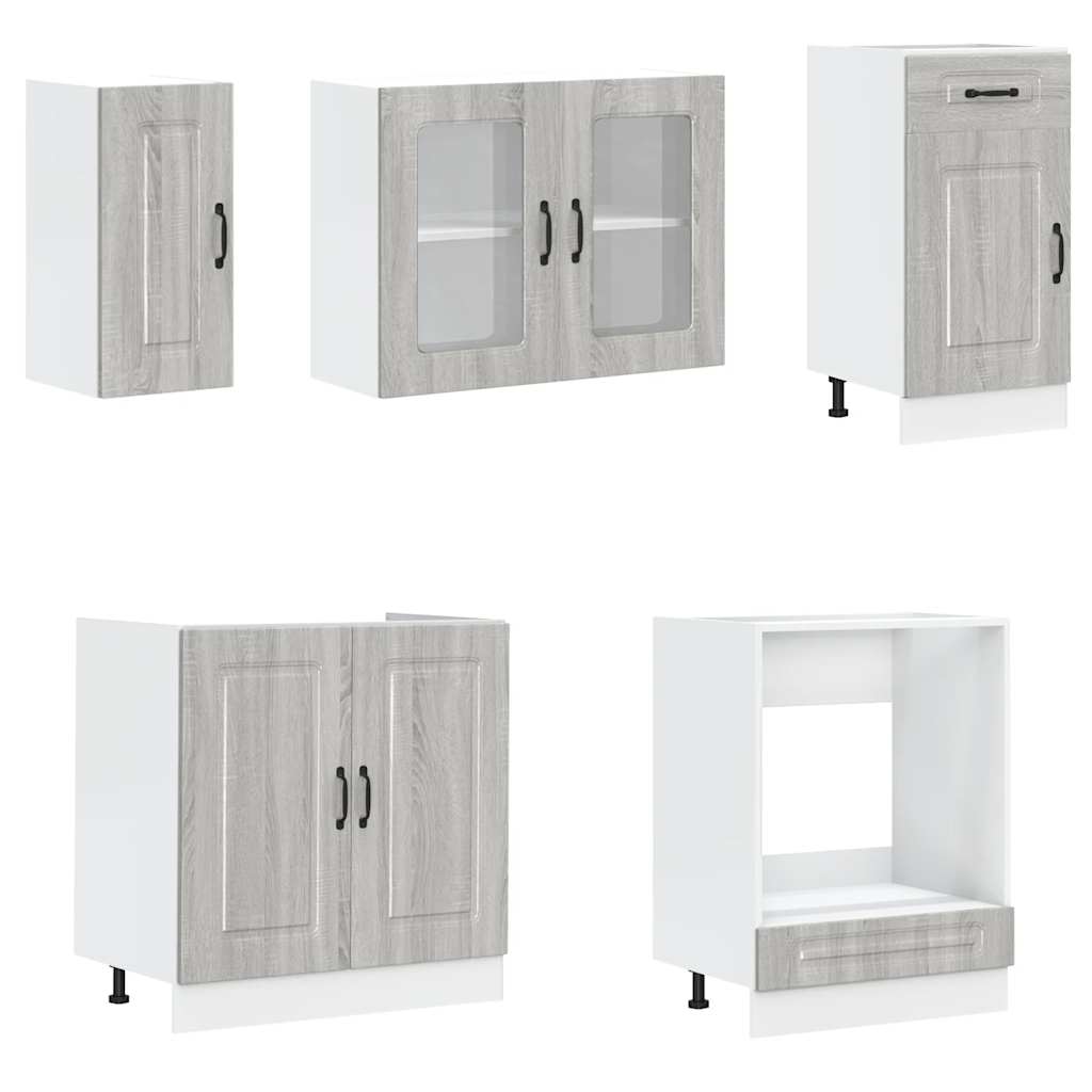 Set de dulapuri de bucătărie 8 piese „Kalmar” lemn Sonoma gri GartenMobel Dekor