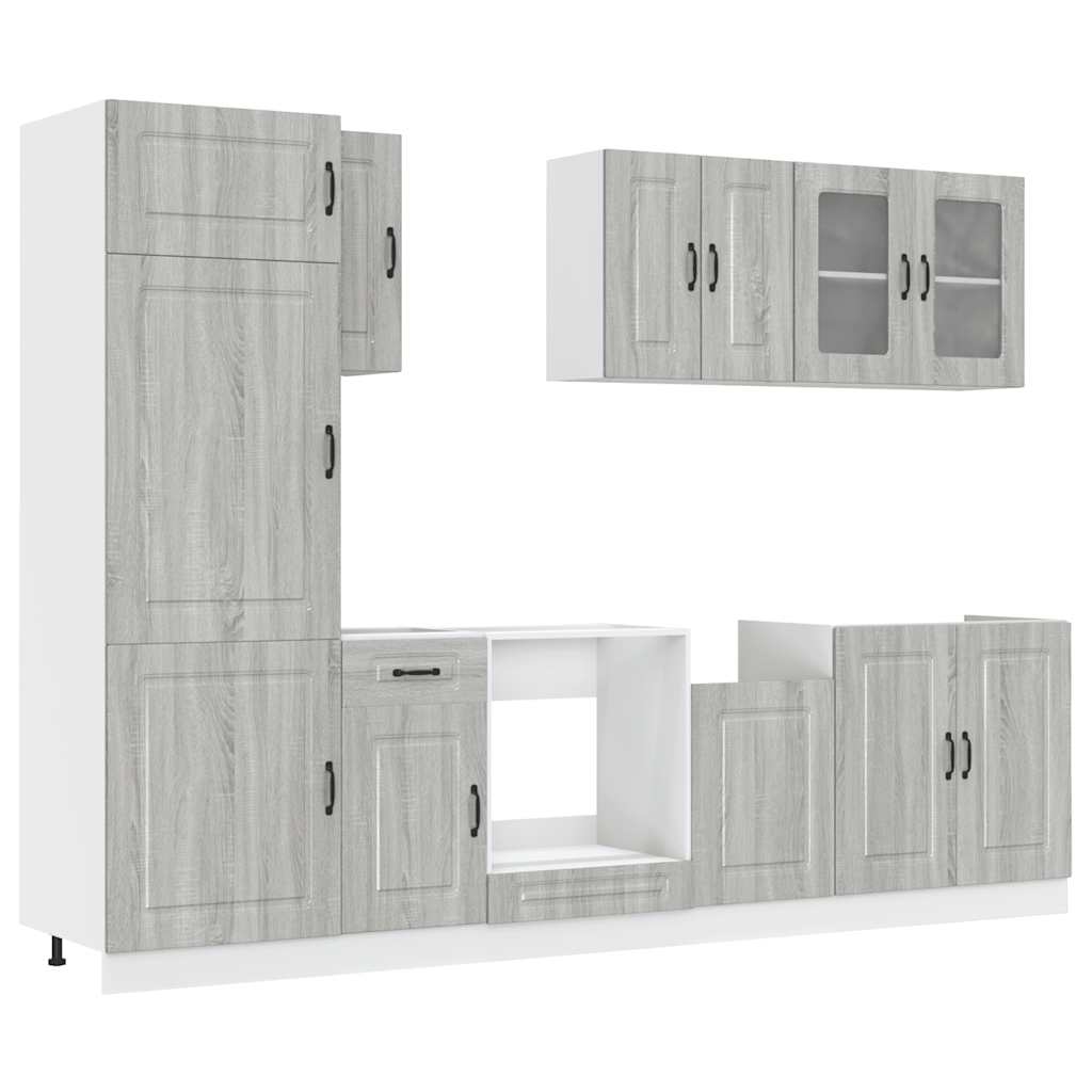 Set de dulapuri de bucătărie 8 piese „Kalmar” lemn Sonoma gri GartenMobel Dekor