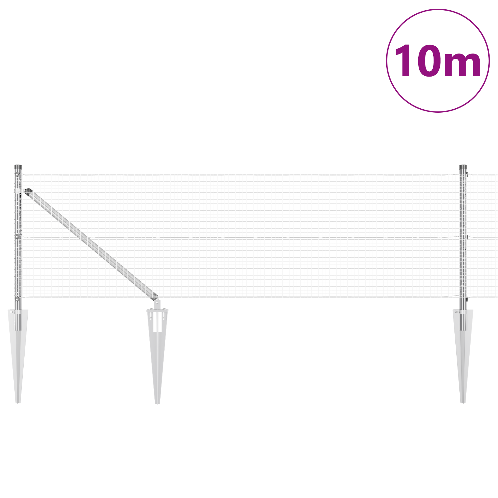 Gard din plasă sudată cu 7 stâlpi cu vârfuri 0.4x10 m Oțel galvanizat GartenMobel Dekor