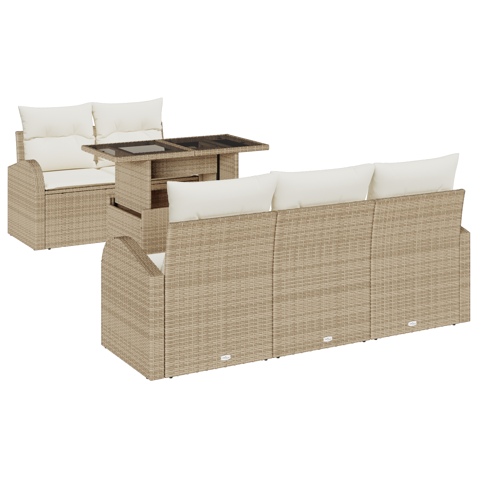 Set de Sofa de Grădină cu Perne Bej și Ratan Polimer, Sofa de Grădină cu 2 Locuri cu Spațiu de Depozitare și Perne Bej și Ratan Polimer GartenMobel Dekor